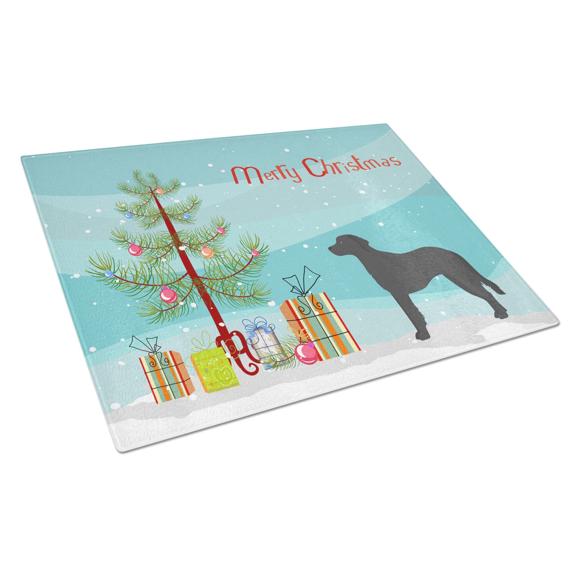 Black Goldador Christmas Tree Glass Cutting Board Large