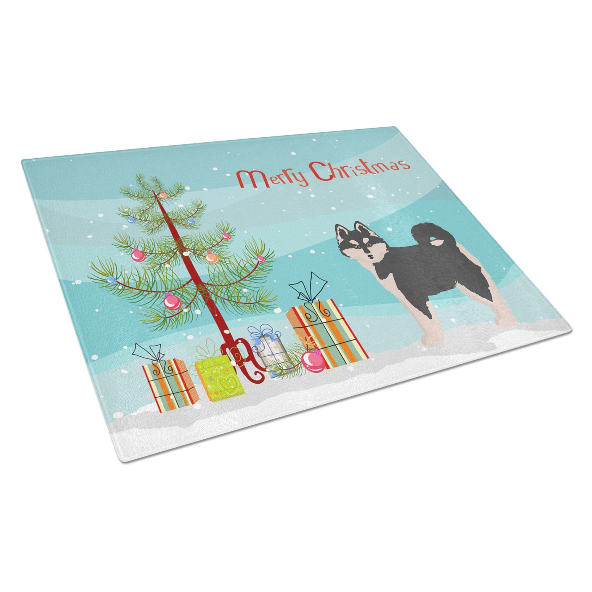 Pomsky #1 Christmas Tree Glass Cutting Board Large