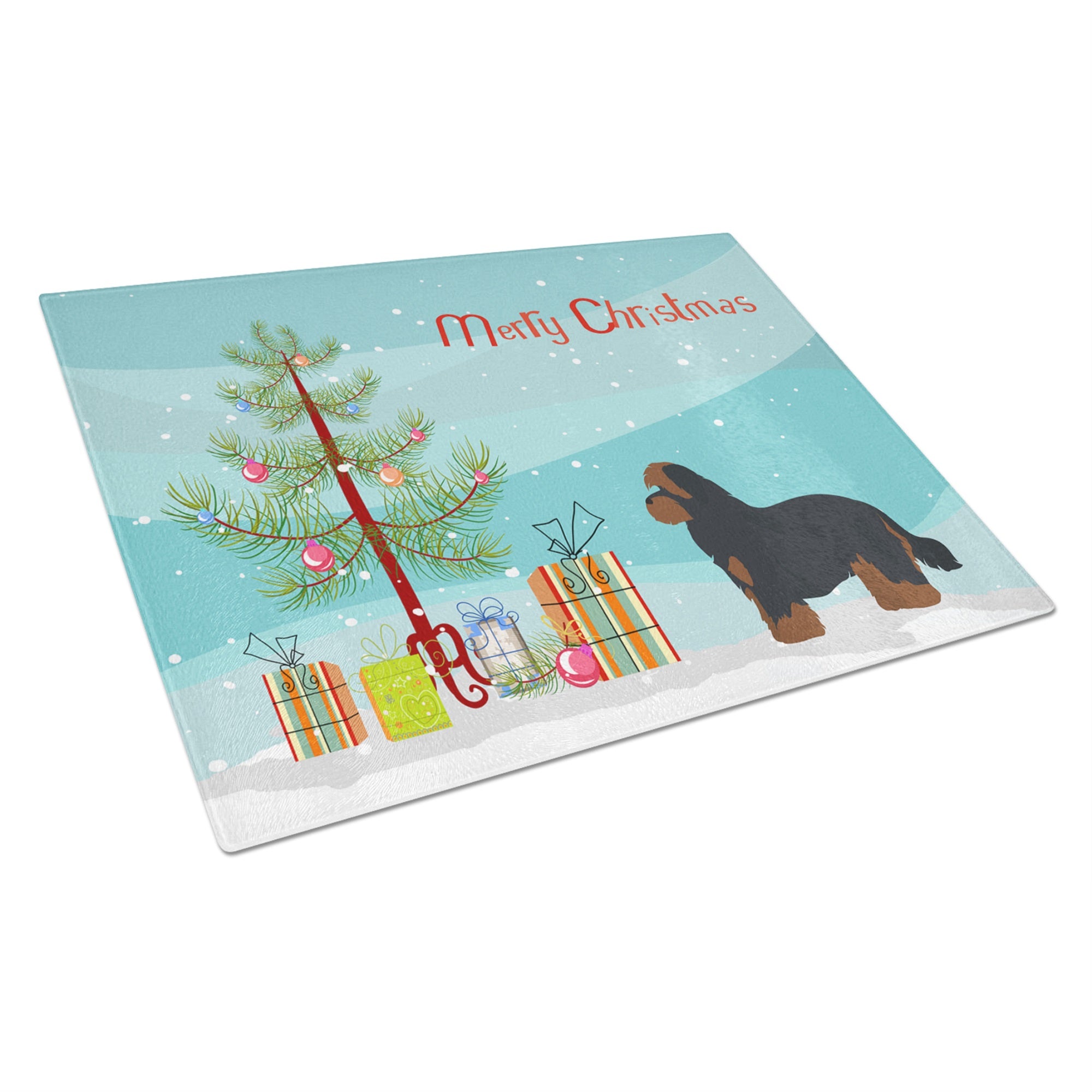 Shorkie #1 Christmas Tree Glass Cutting Board Large