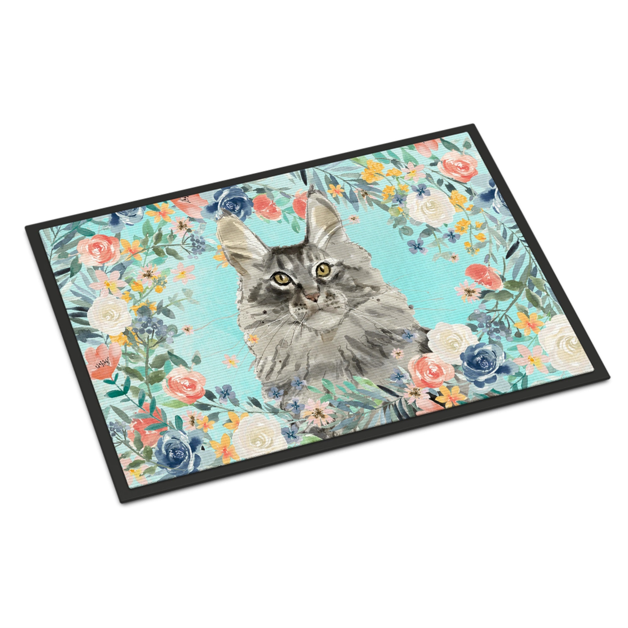 Maine Coon Spring Flowers Indoor Or Outdoor Mat 18X27