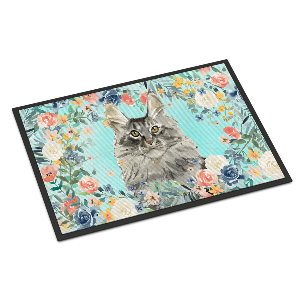 Maine Coon Spring Flowers Indoor Or Outdoor Mat 18X27