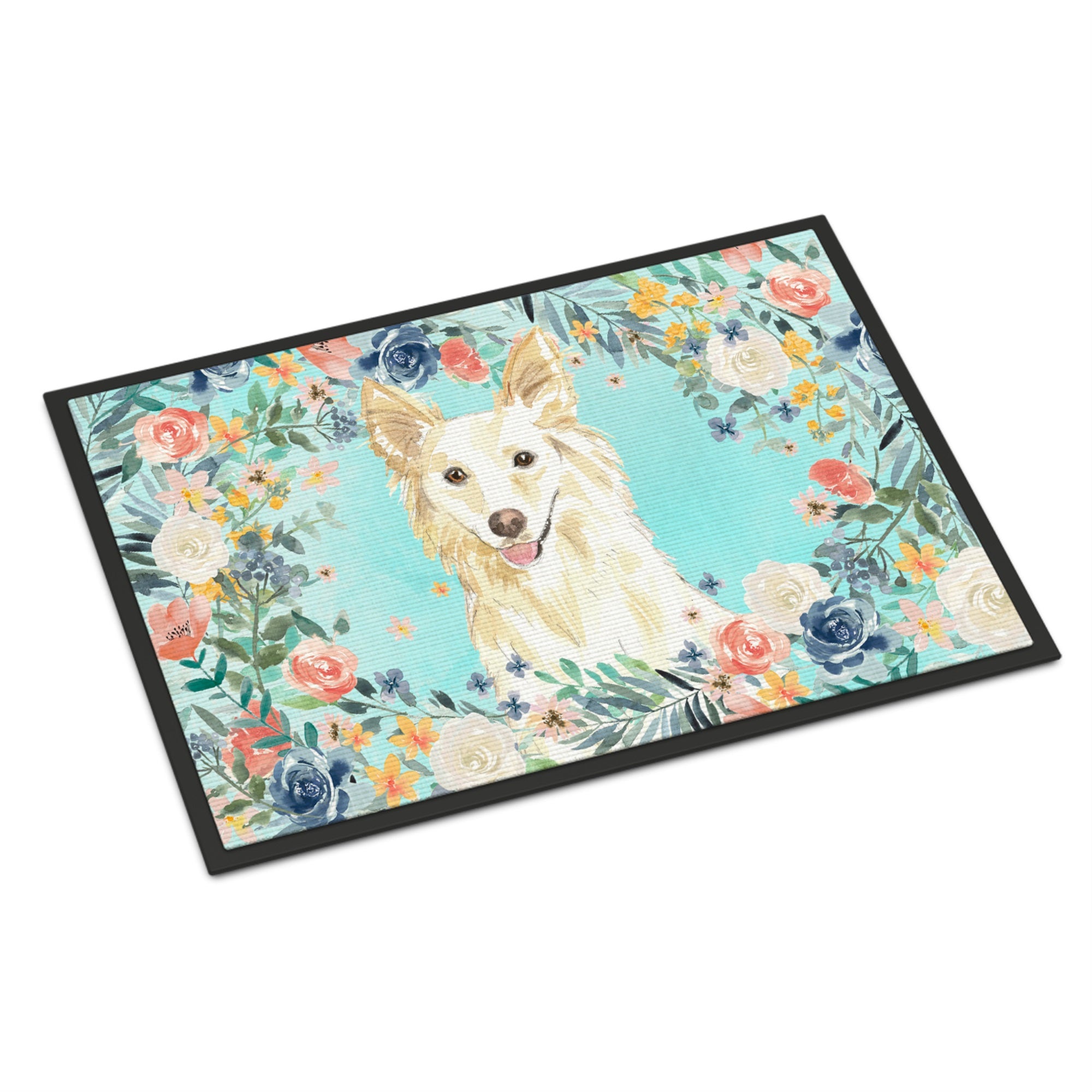 White Collie Indoor Or Outdoor Mat 18X27