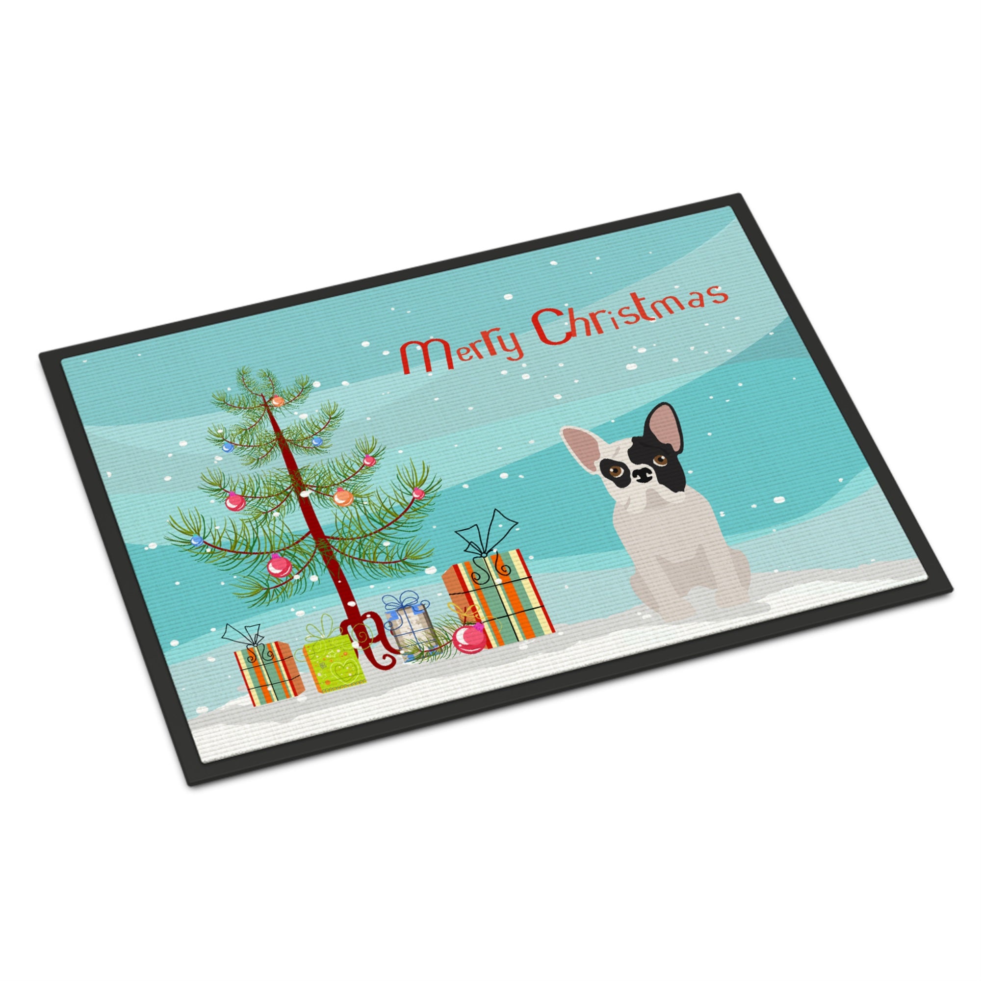 Black And White French Bulldog Christmas Tree Indoor Or Outdoor Mat 18X27