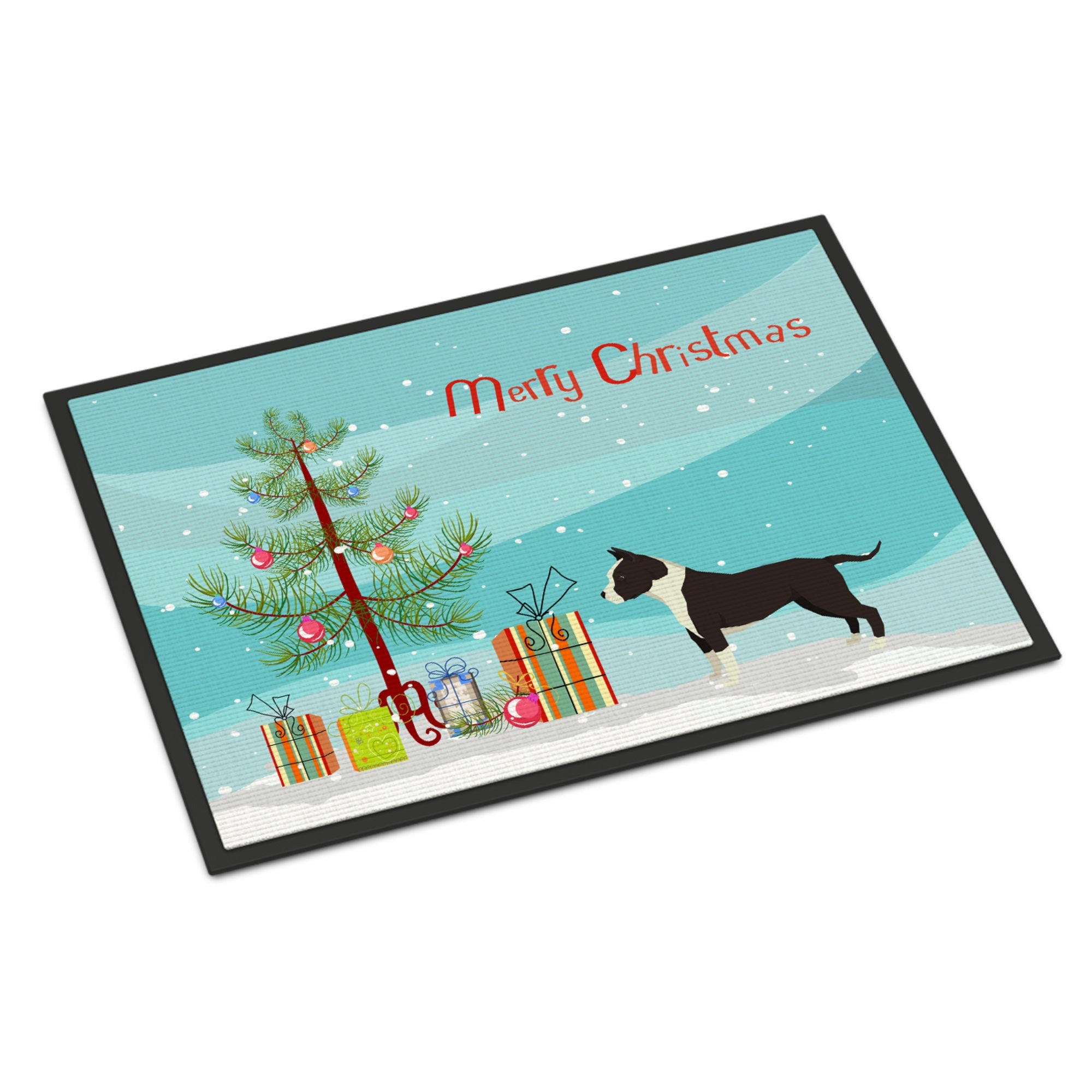 American Staffordshire Terrier Christmas Tree Indoor Or Outdoor Mat 18X27