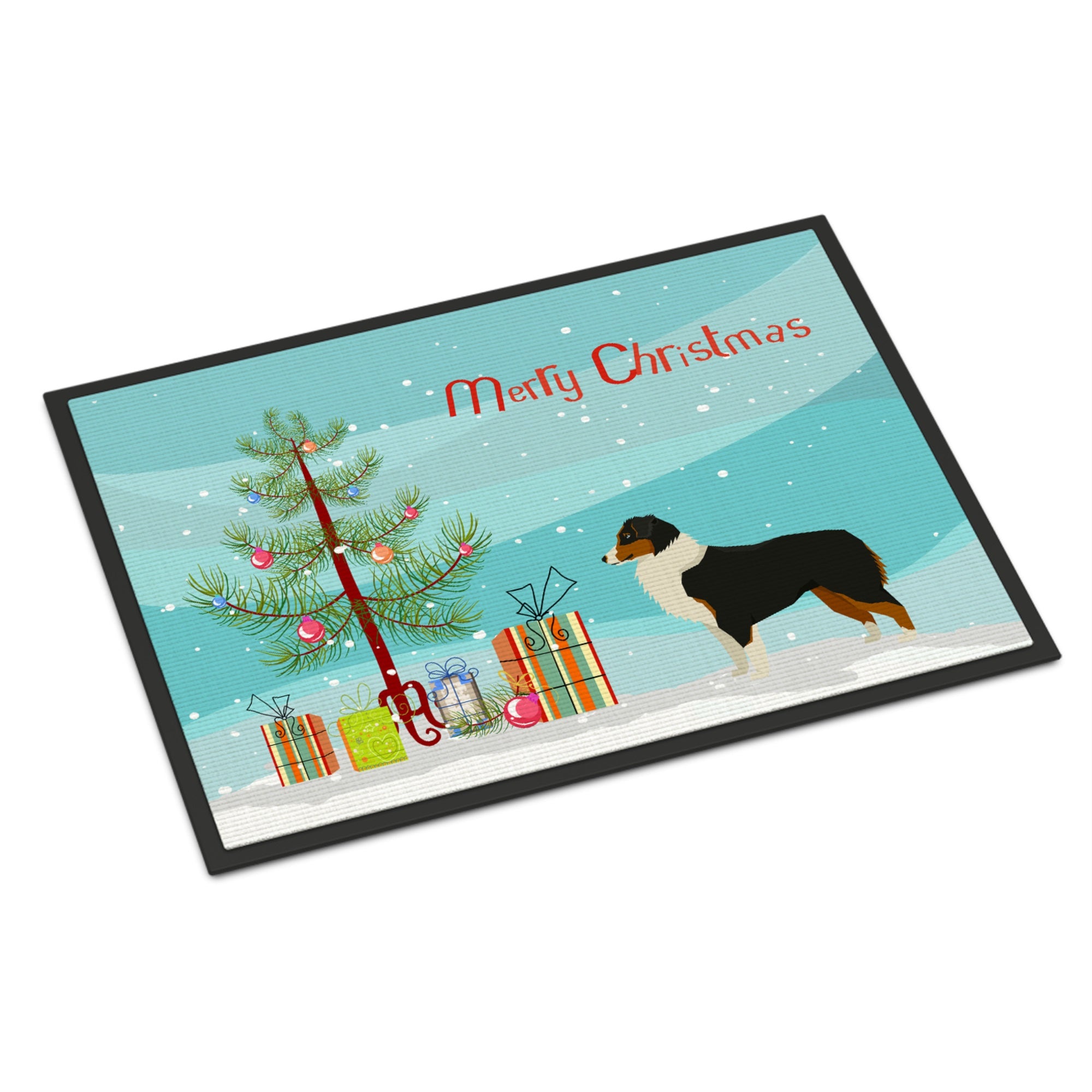 Australian Shepherd Christmas Tree Indoor Or Outdoor Mat 18X27