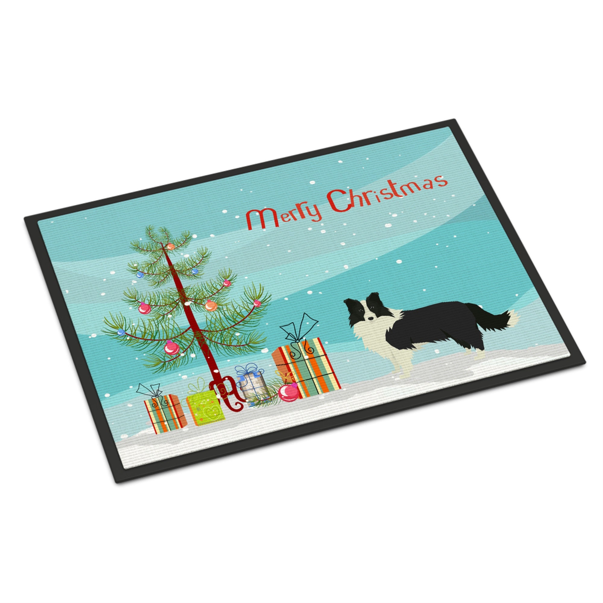 Border Collie Christmas Tree Indoor Or Outdoor Mat 18X27
