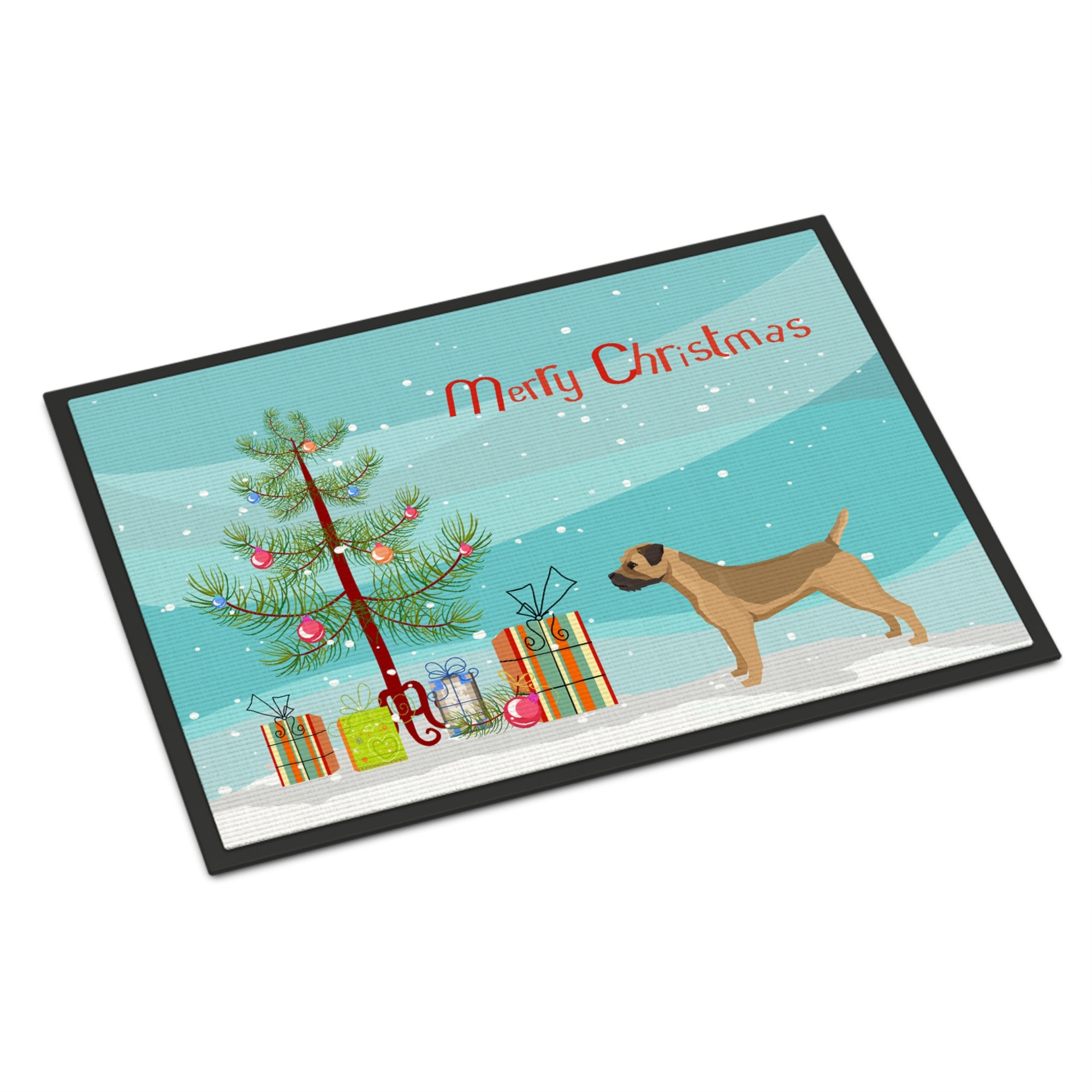 Border Terrier Christmas Tree Indoor Or Outdoor Mat 18X27