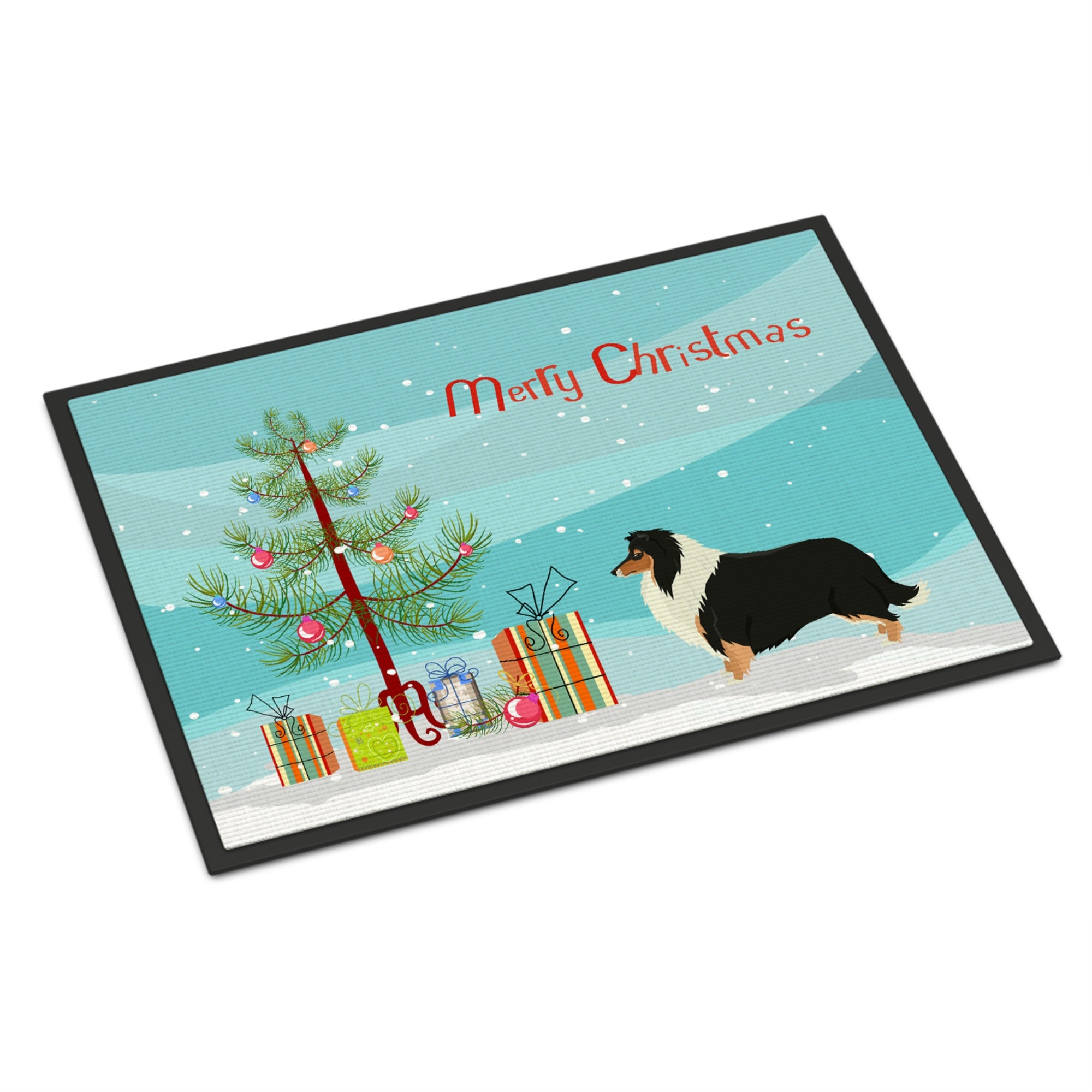 Collie Christmas Tree Indoor Or Outdoor Mat 18X27