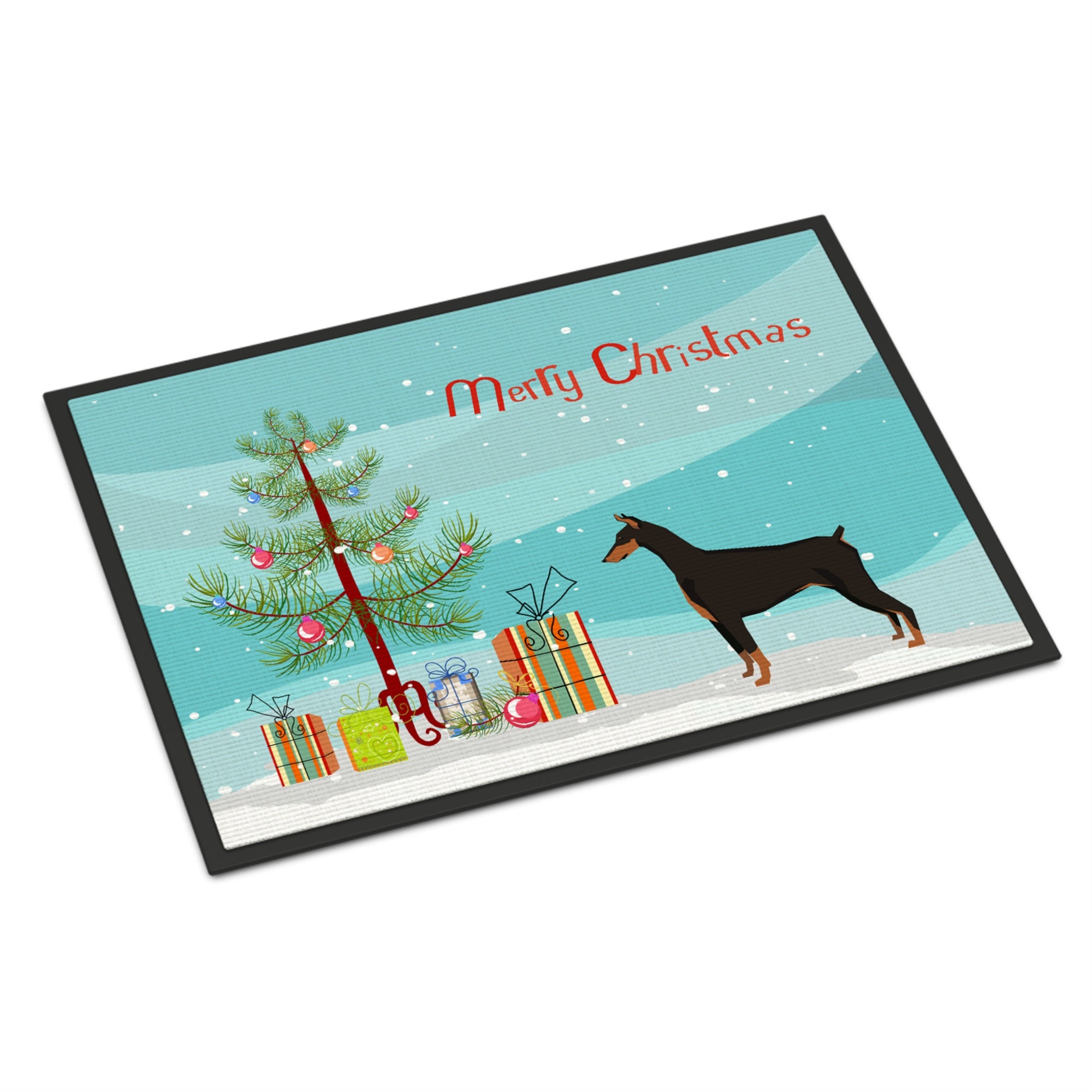 Doberman Pinscher Christmas Tree Indoor Or Outdoor Mat 18X27