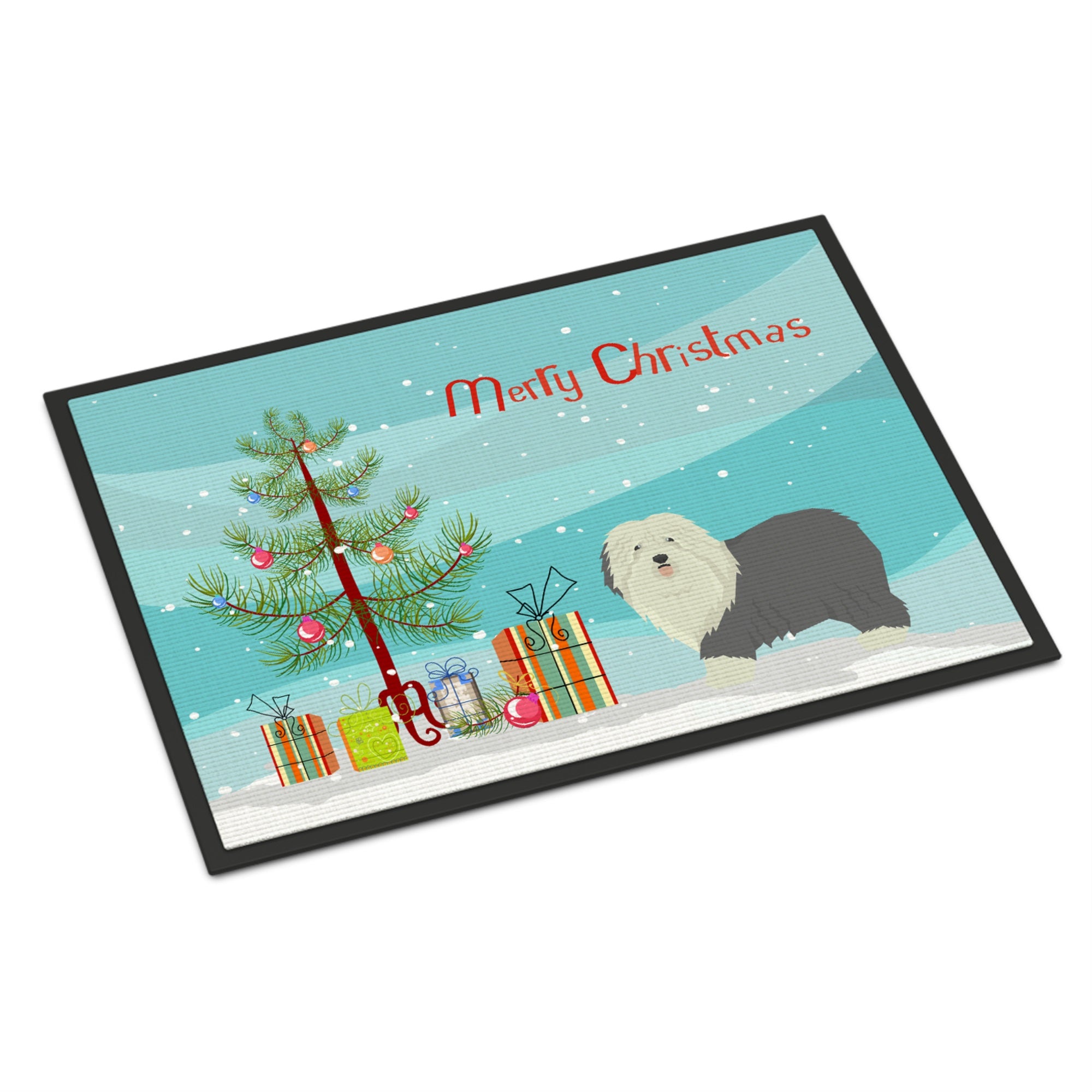 Old English Sheepdog Christmas Tree Indoor Or Outdoor Mat 18X27