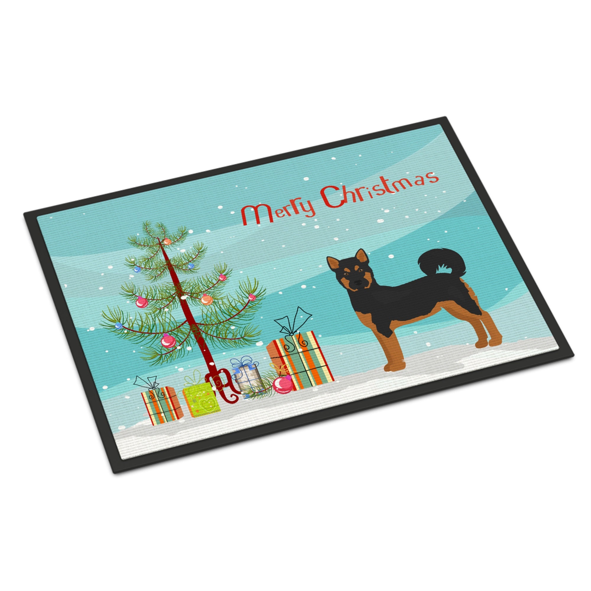Akita Shepherd Black And Tan Christmas Tree Indoor Or Outdoor Mat 18X27