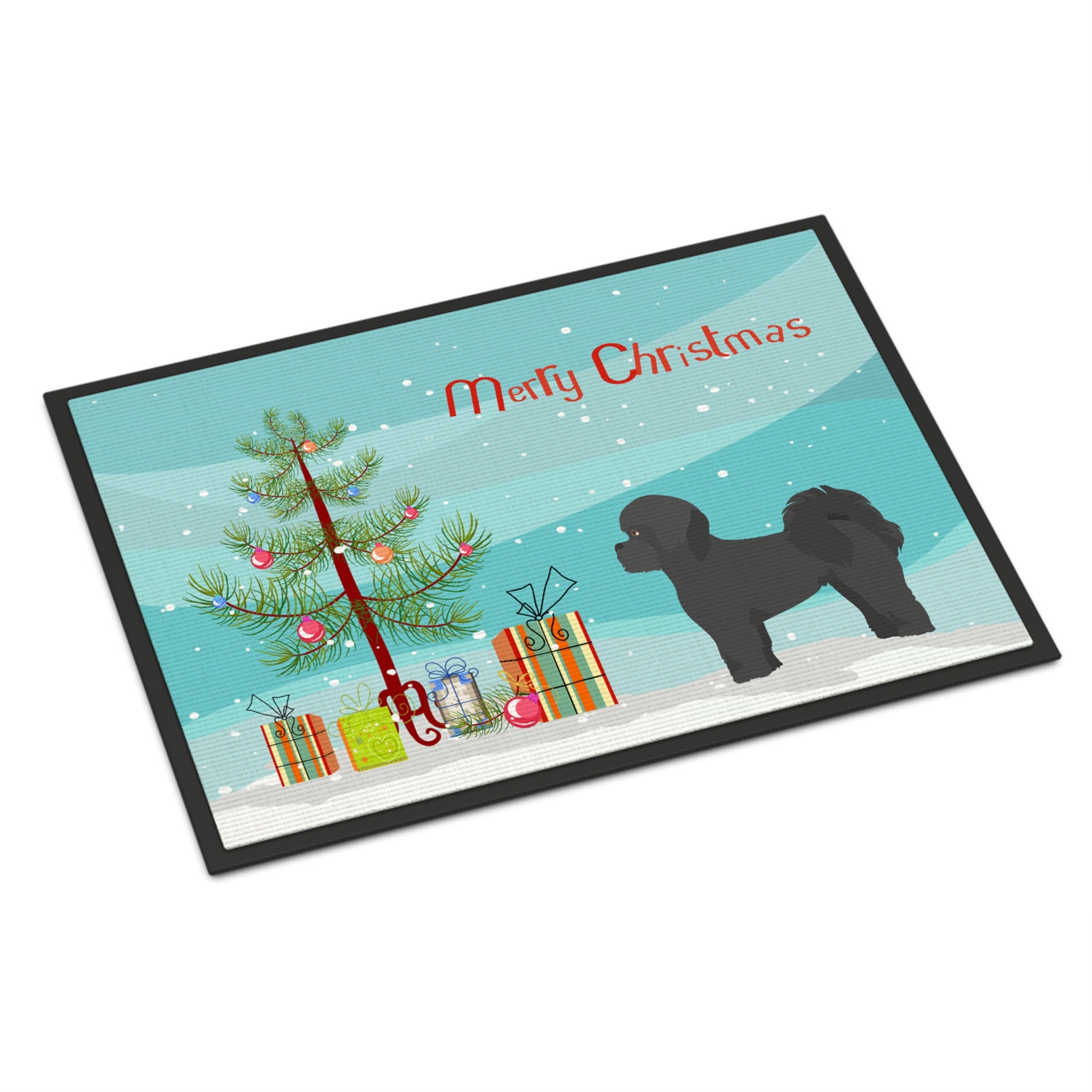 Black Mal-Shi Christmas Tree Indoor Or Outdoor Mat 18X27
