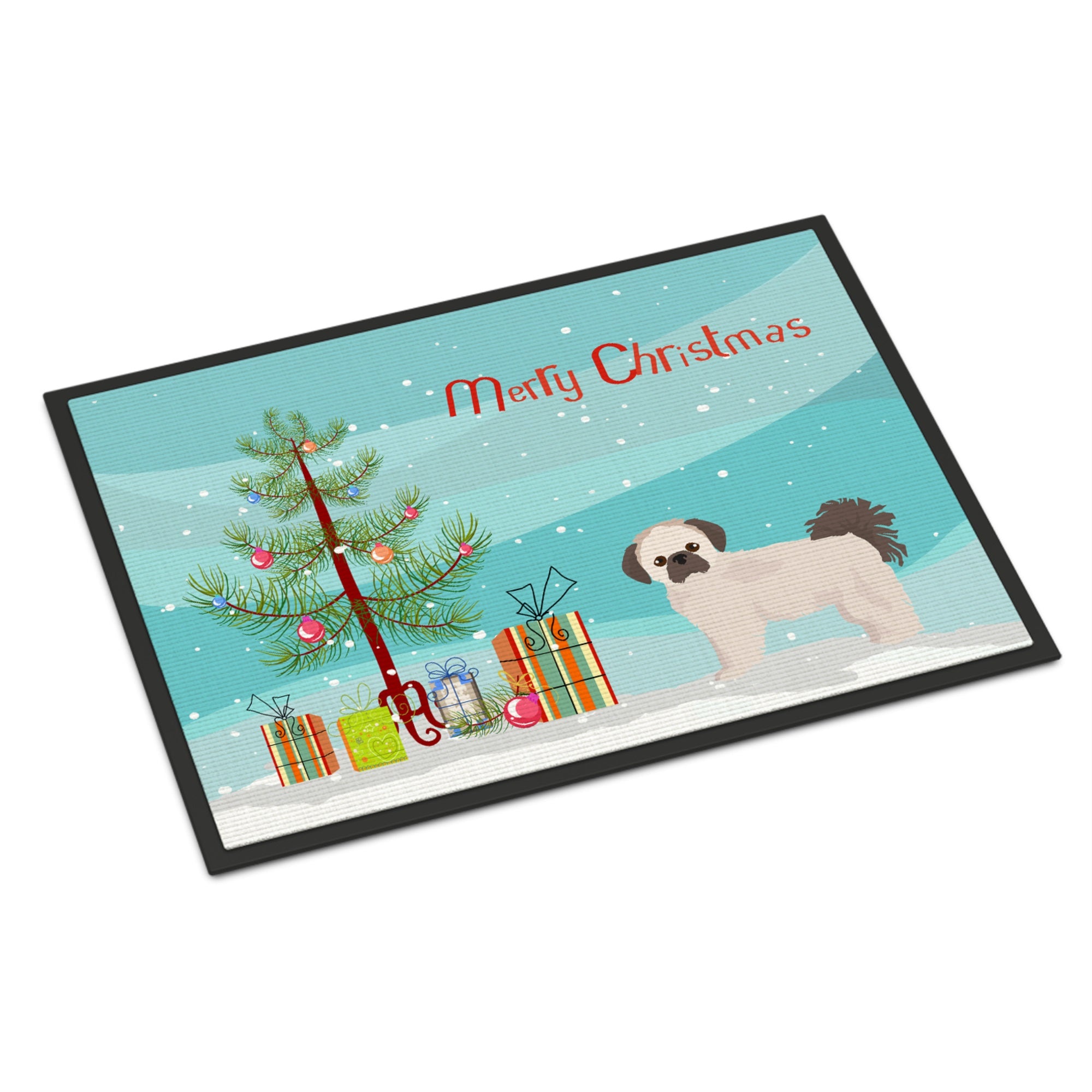 Pekeapoo Christmas Tree Indoor Or Outdoor Mat 18X27