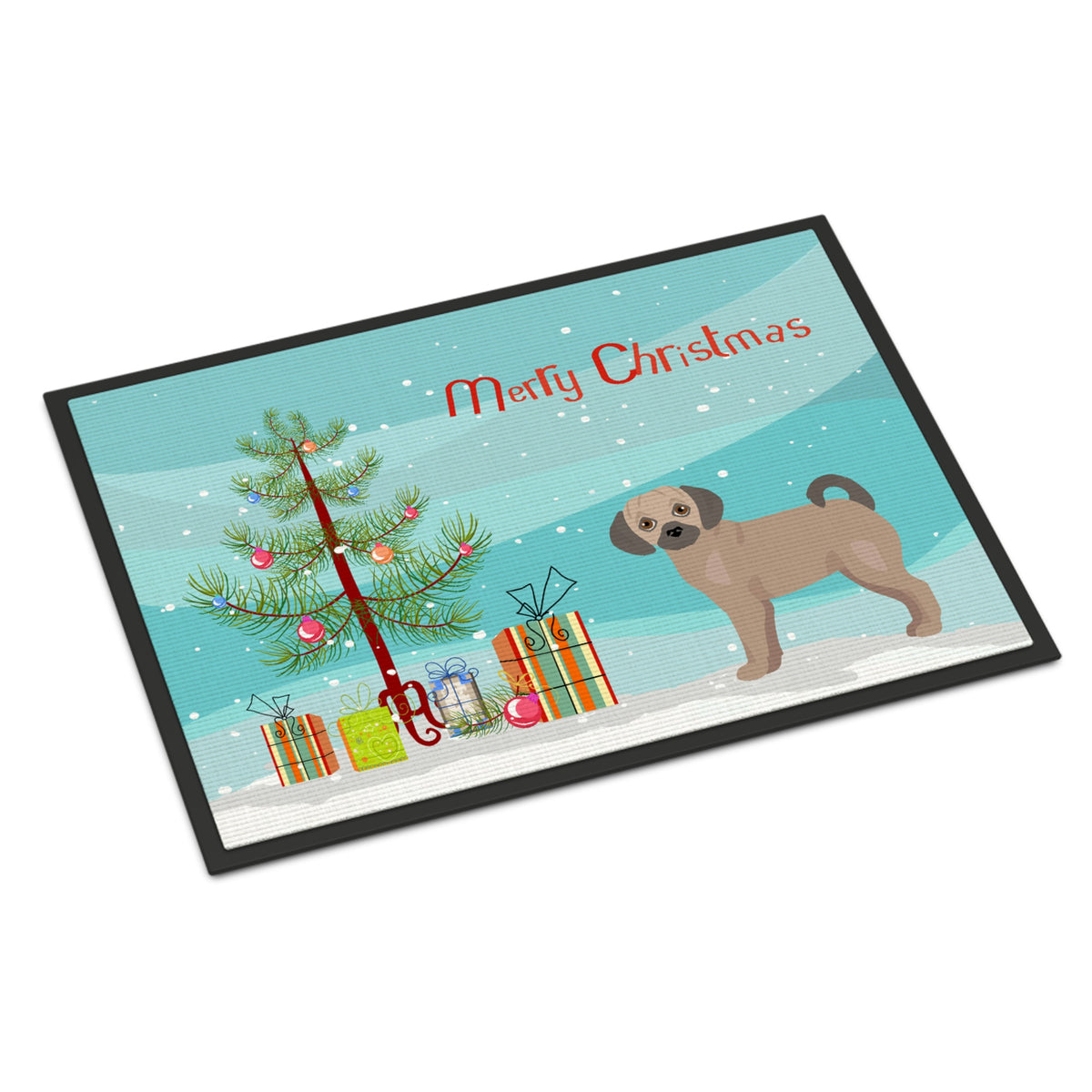 Fawn Puggle Christmas Tree Indoor Or Outdoor Mat 18X27