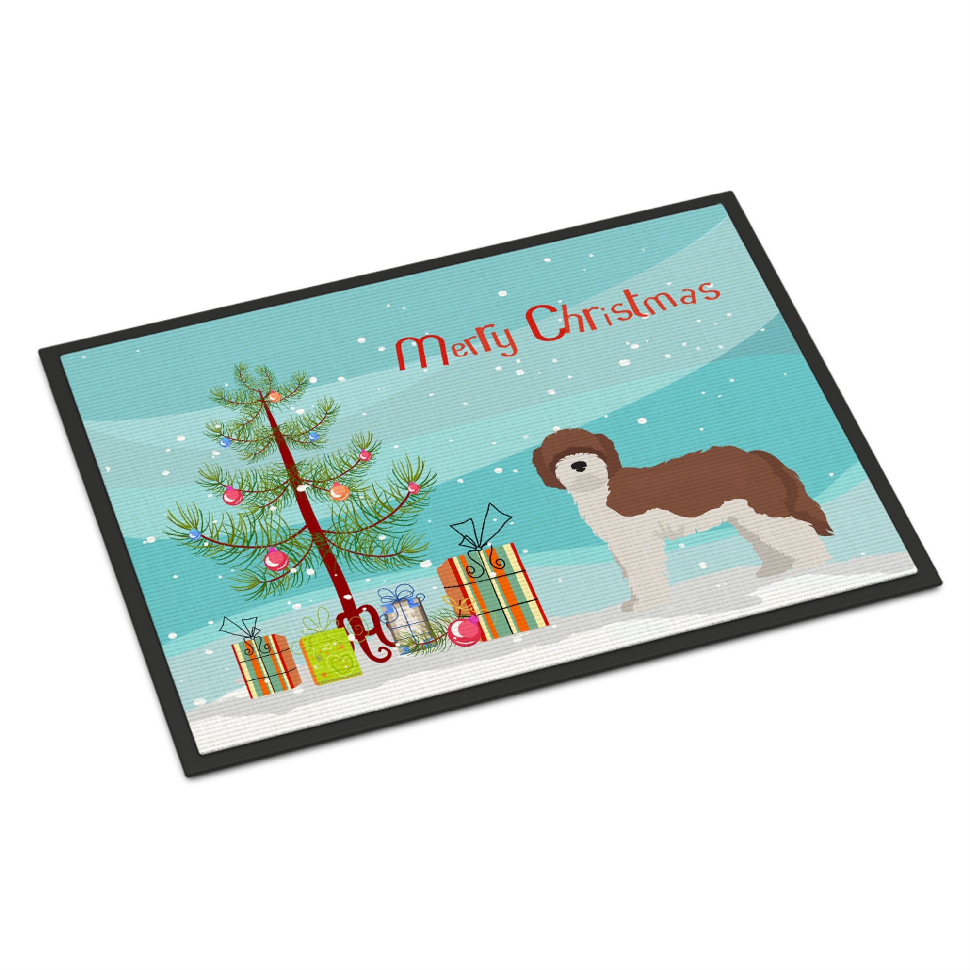 Sheepadoodle Christmas Tree Indoor Or Outdoor Mat 18X27