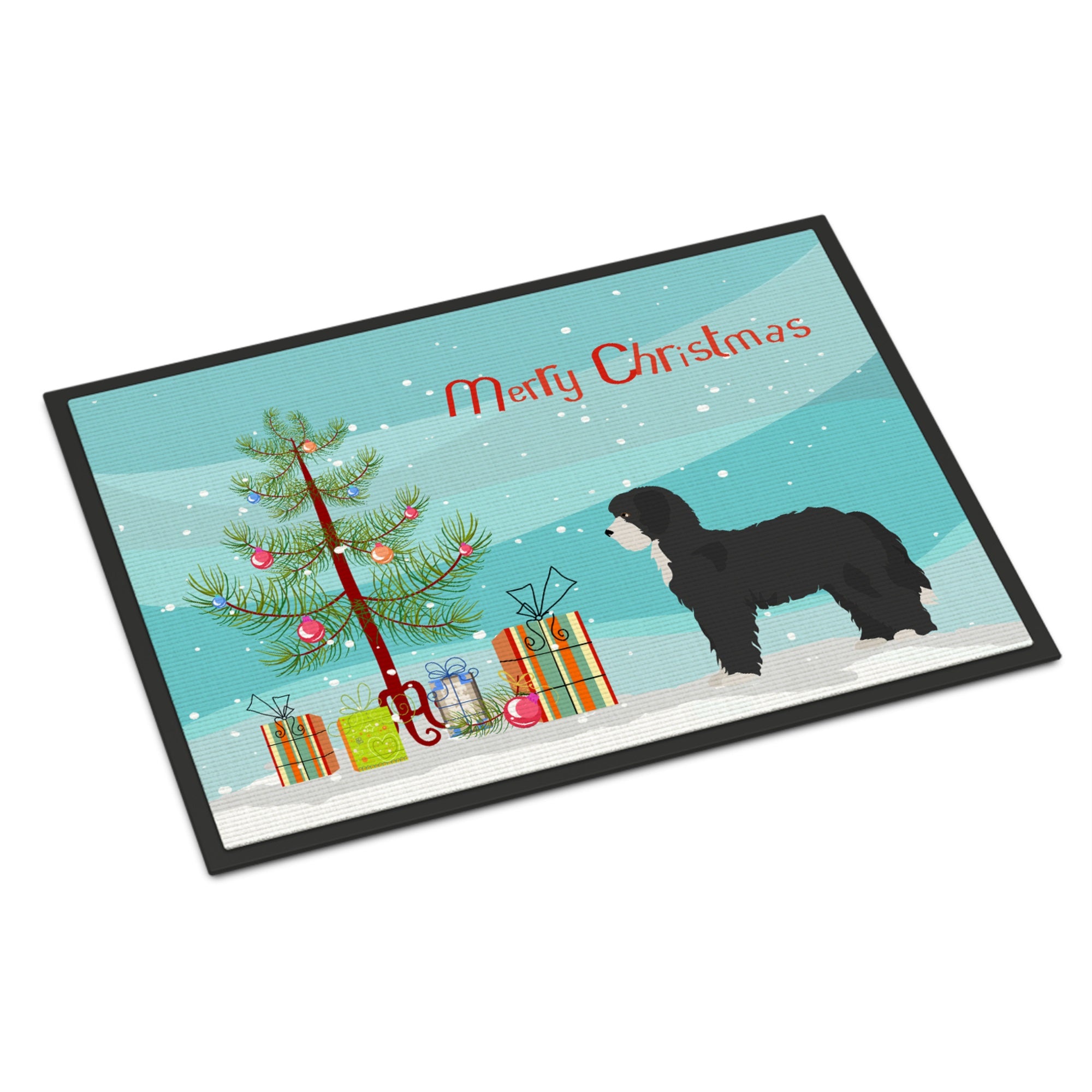 Black Sheepadoodle Christmas Tree Indoor Or Outdoor Mat 18X27