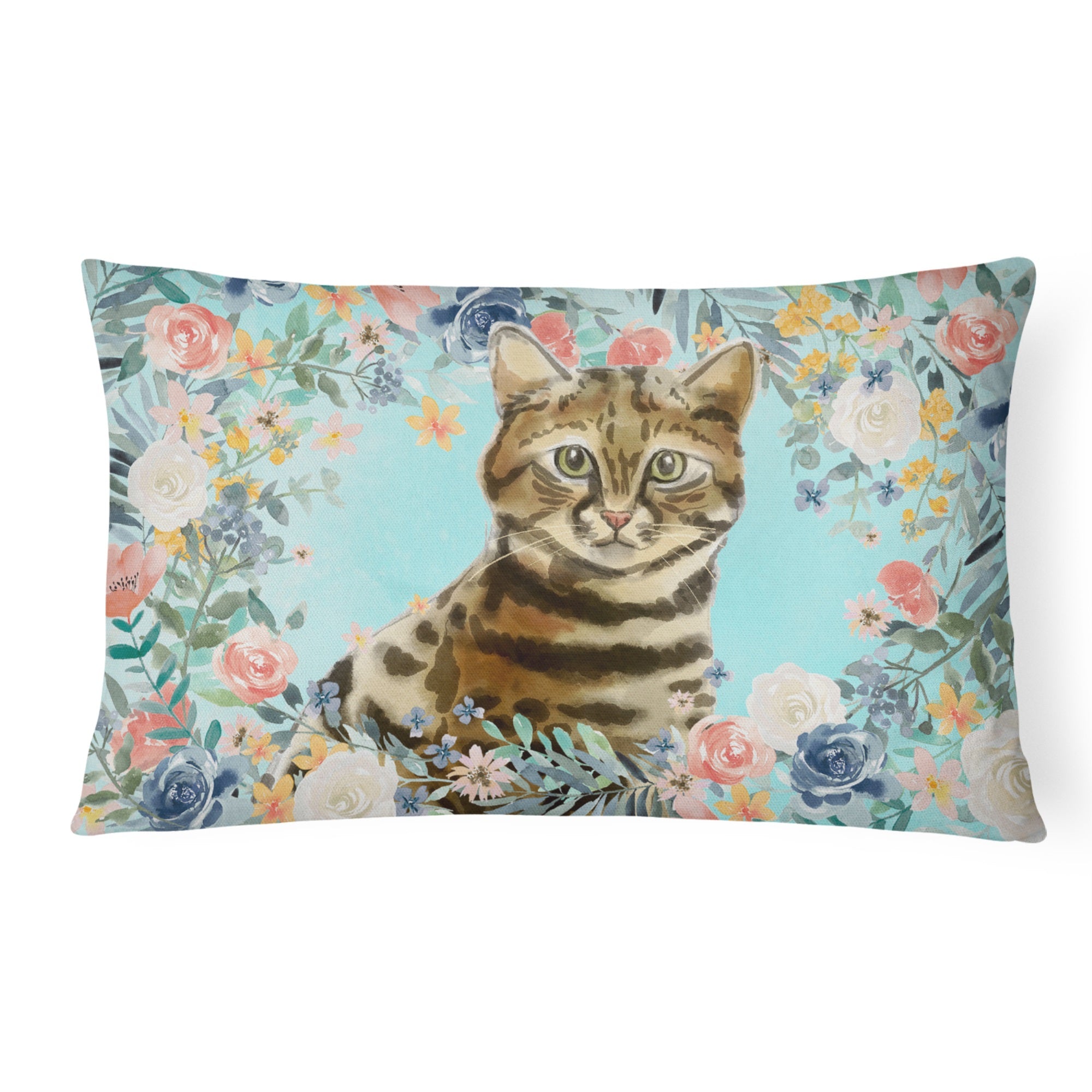 Bengal Spring Flowers Canvas Fabric Decorative Pillow