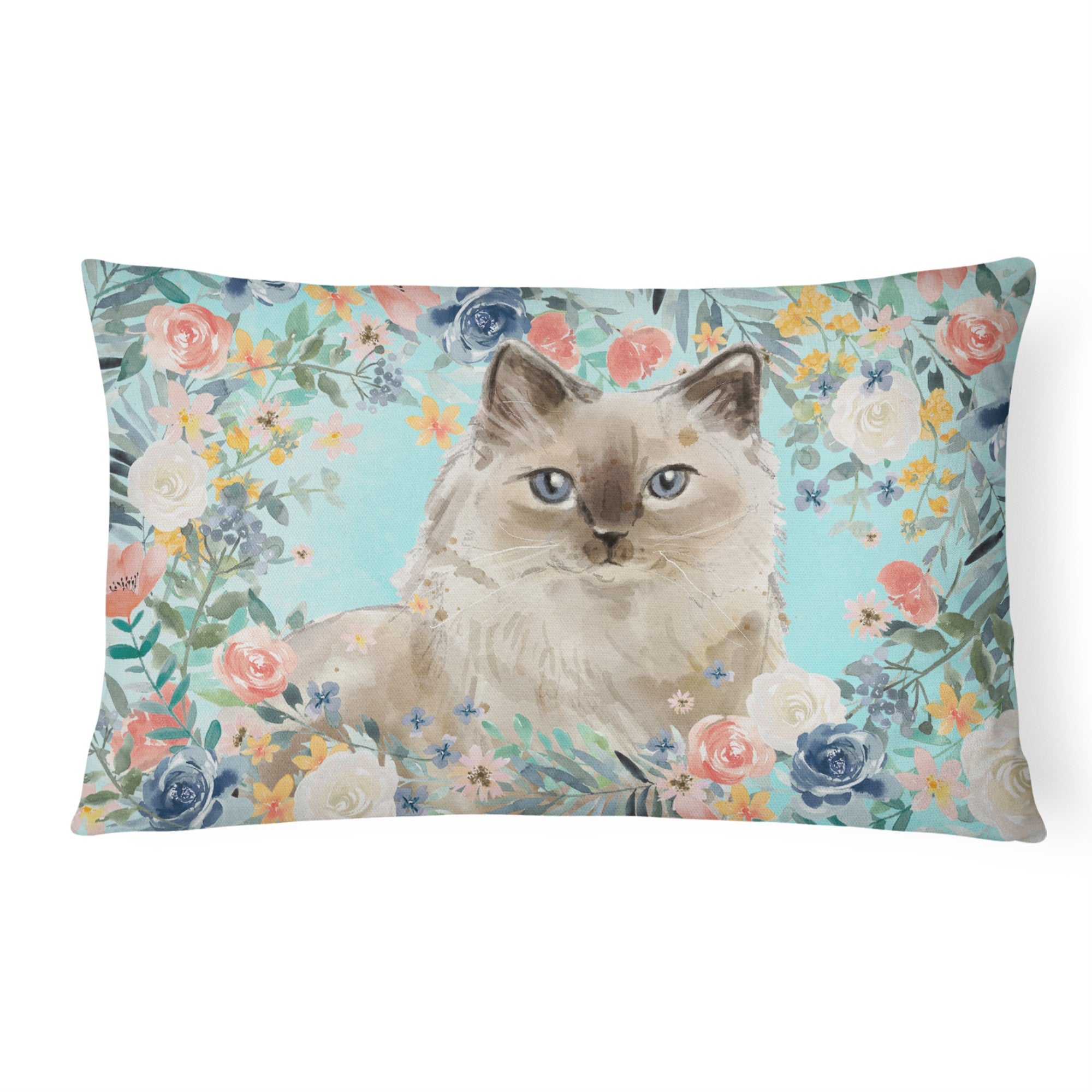Ragdoll Spring Flowers Canvas Fabric Decorative Pillow