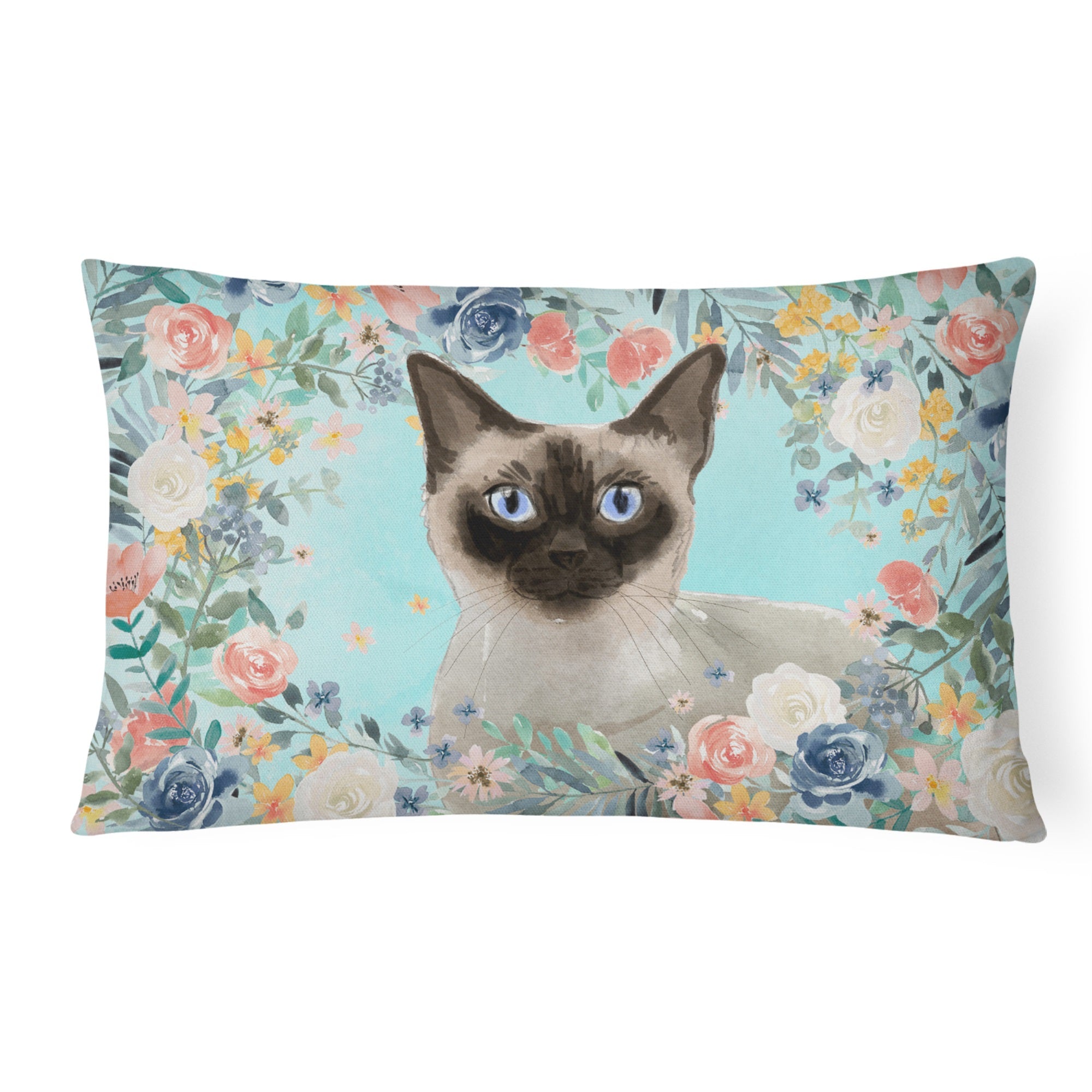 Siamese Spring Flowers Canvas Fabric Decorative Pillow