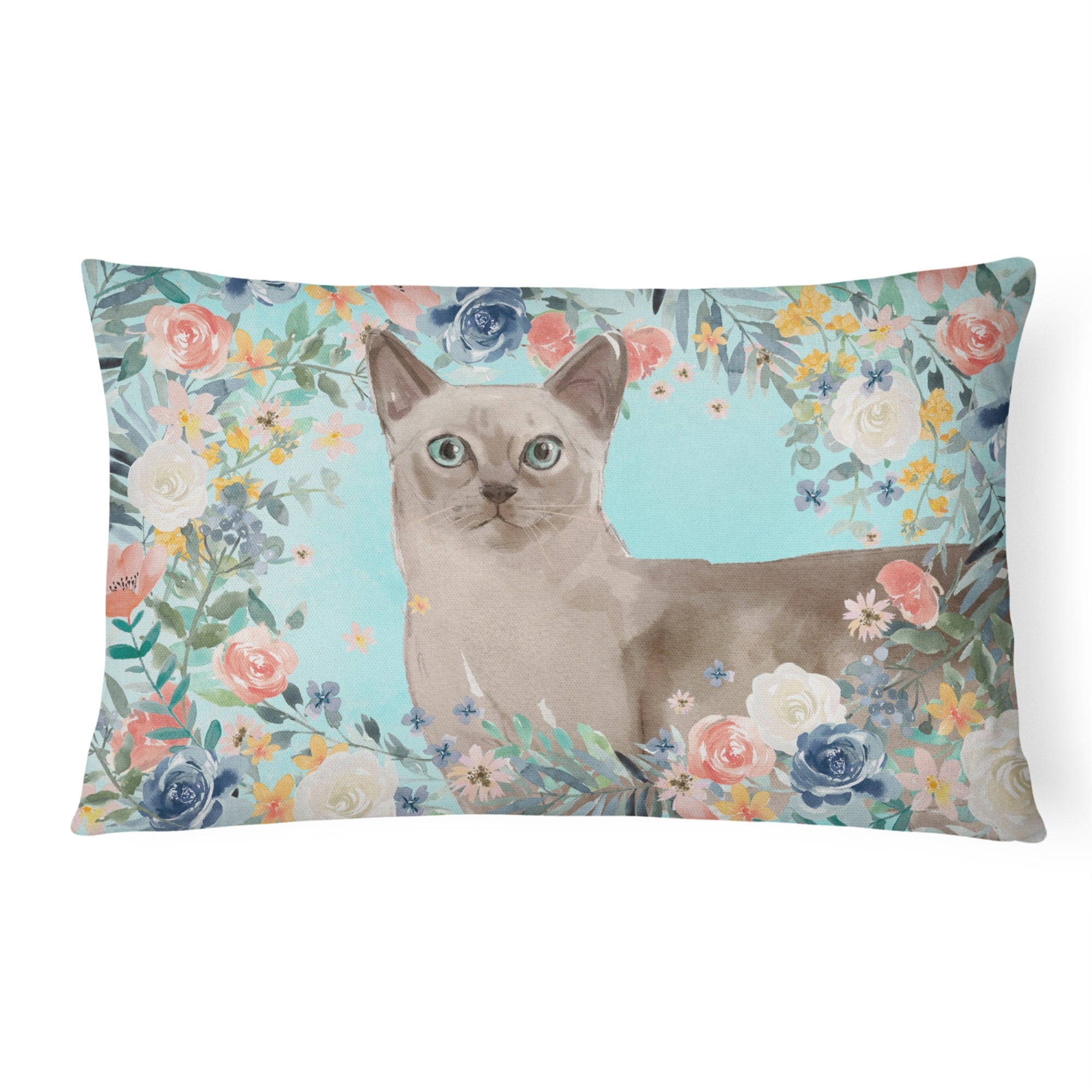 Tonkinese Spring Flowers Canvas Fabric Decorative Pillow