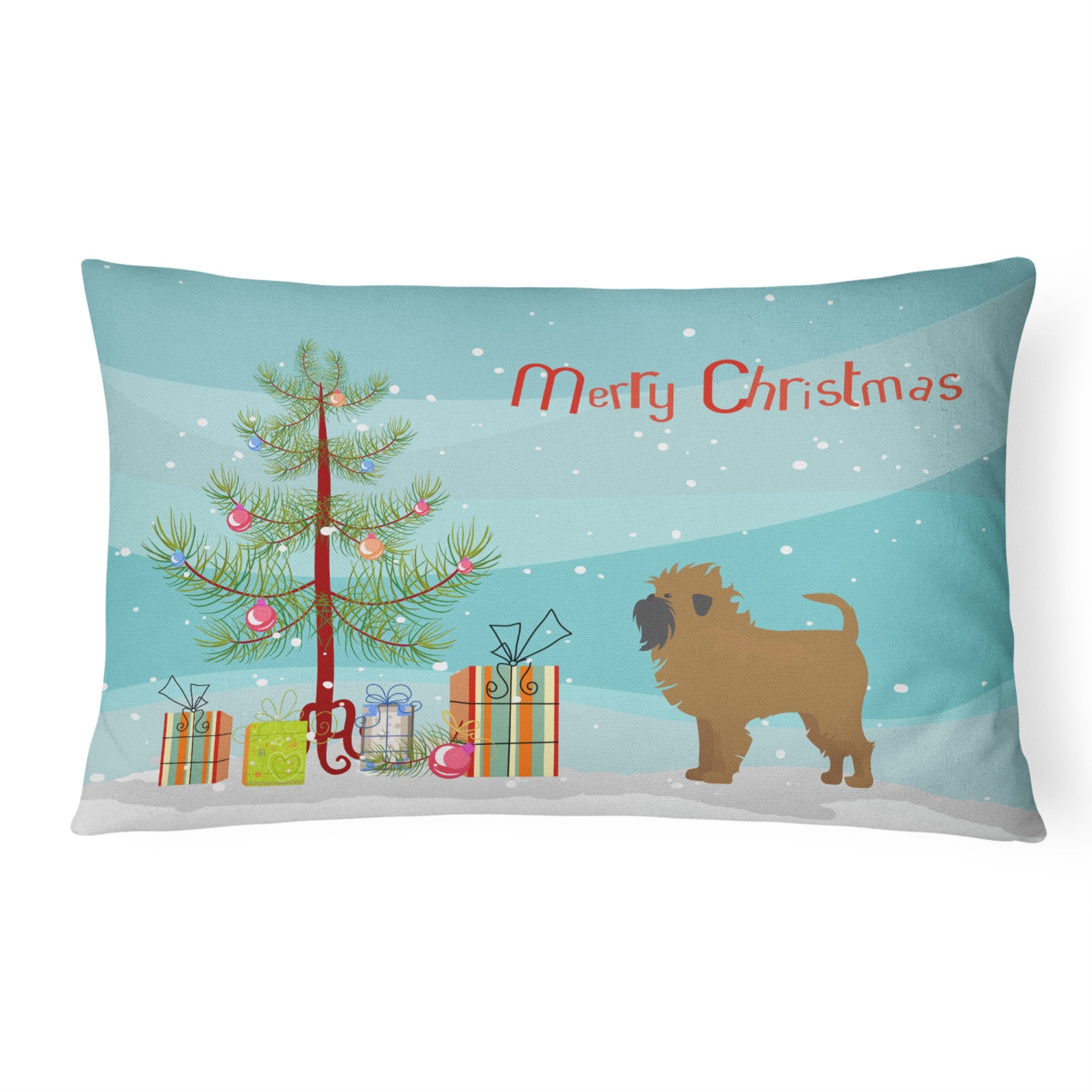 Tan Affenpinscher Christmas Tree Canvas Fabric Decorative Pillow