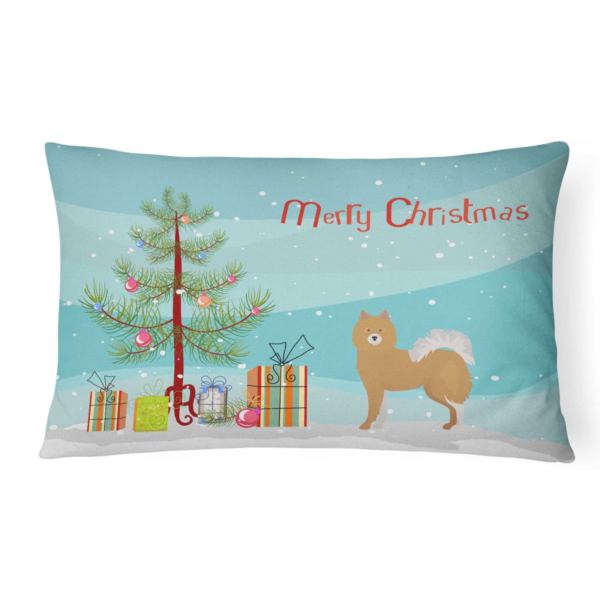 Brown & White Elo Dog Christmas Tree Canvas Fabric Decorative Pillow