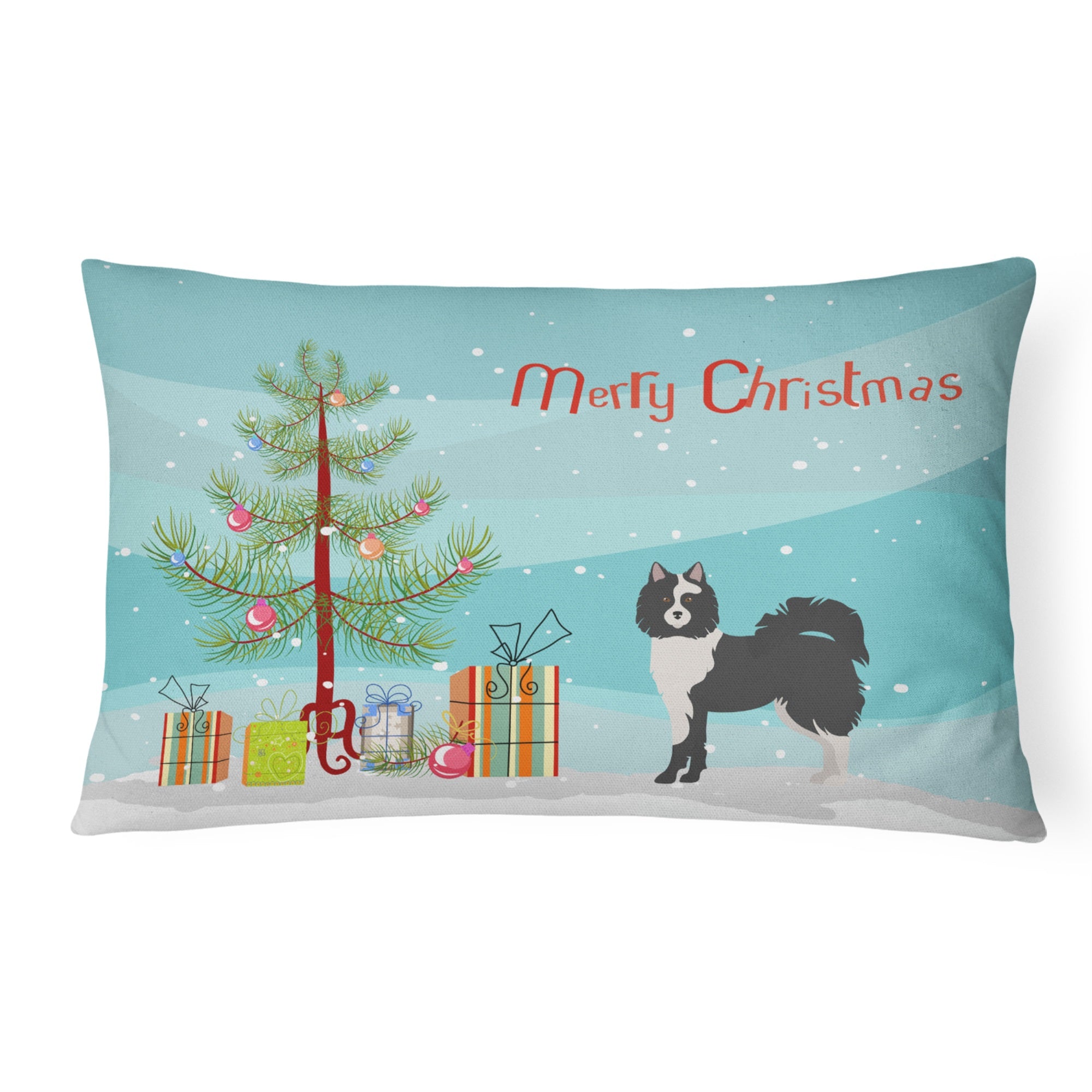 Black And White Elo Dog Christmas Tree Canvas Fabric Decorative Pillow
