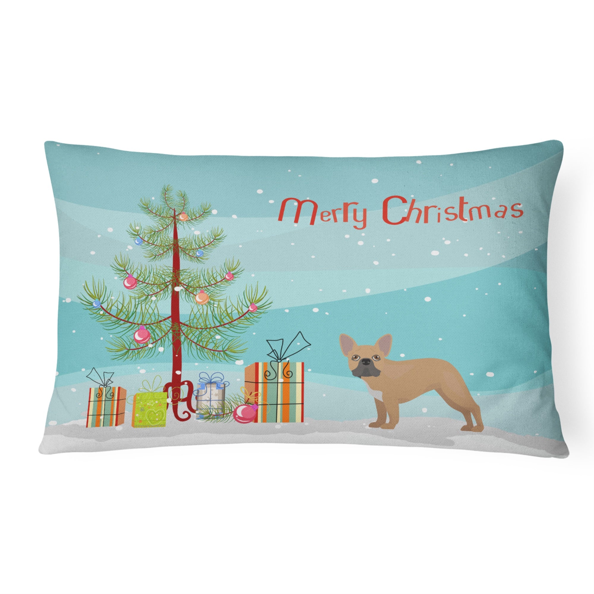 French Bulldog Christmas Tree Canvas Fabric Decorative Pillow