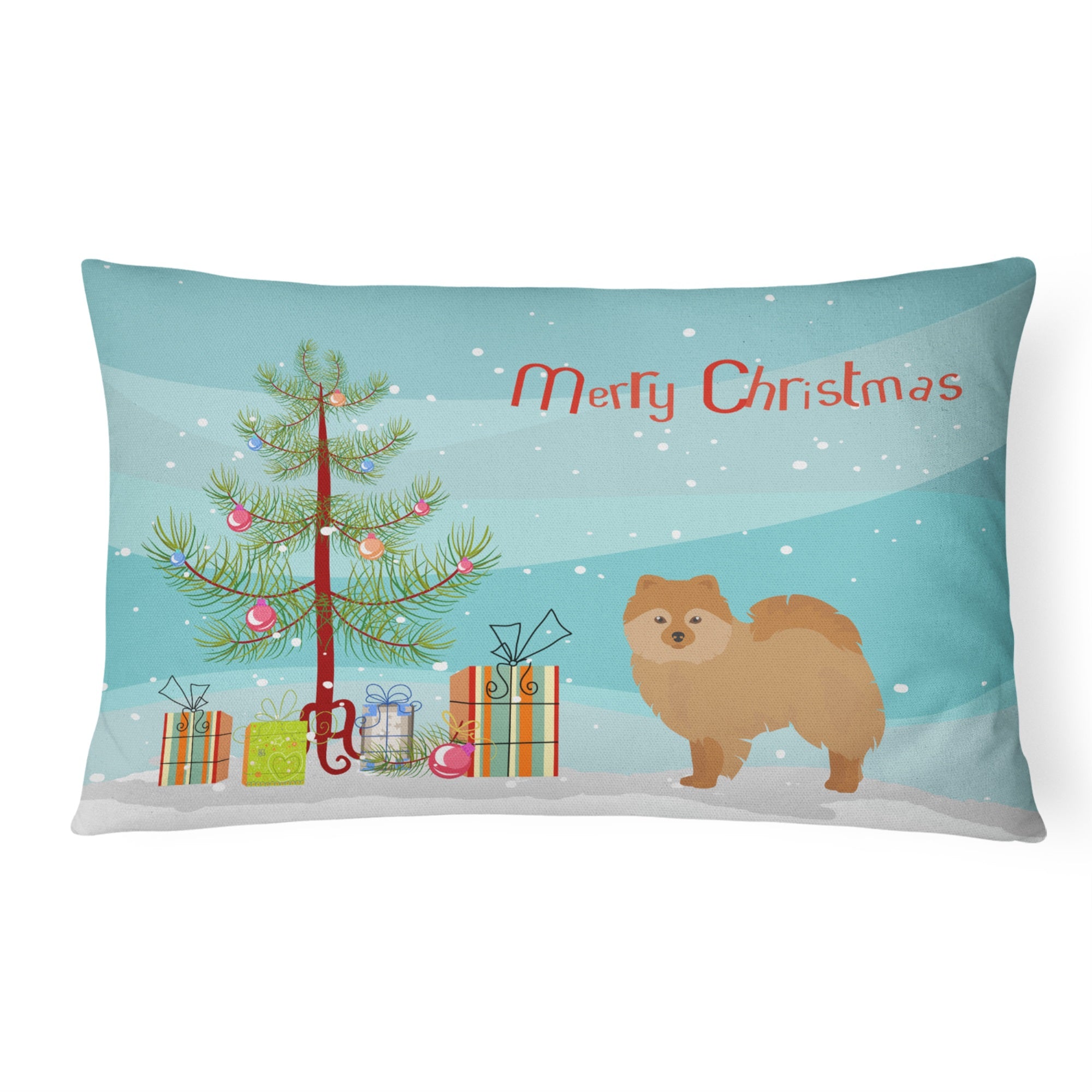 German Spitz Christmas Tree Canvas Fabric Decorative Pillow