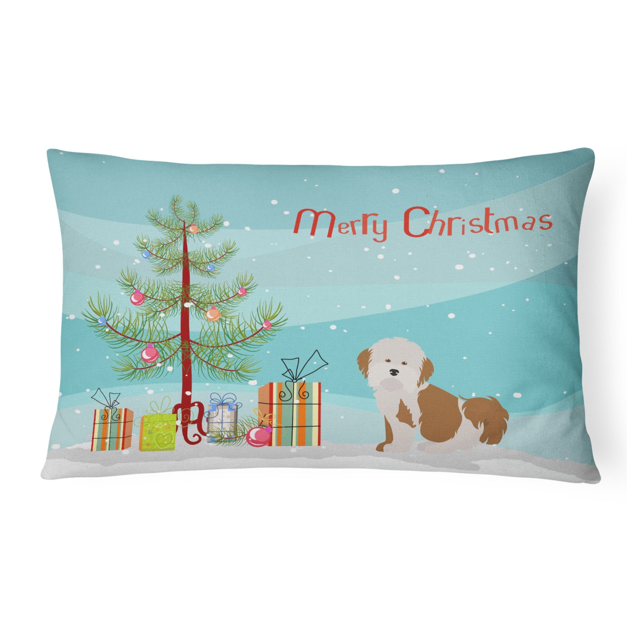 Havanese Christmas Tree Canvas Fabric Decorative Pillow
