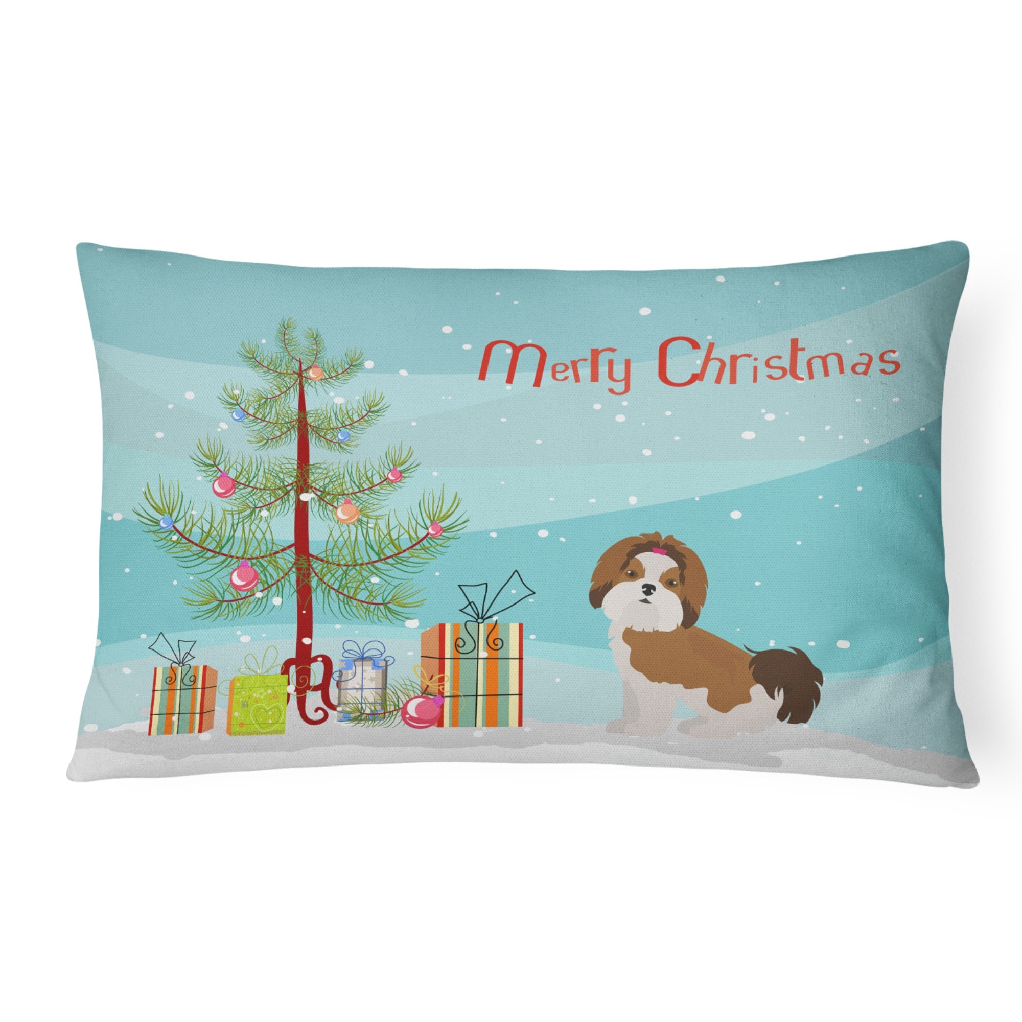 Imperial Shih Tzu Christmas Tree Canvas Fabric Decorative Pillow