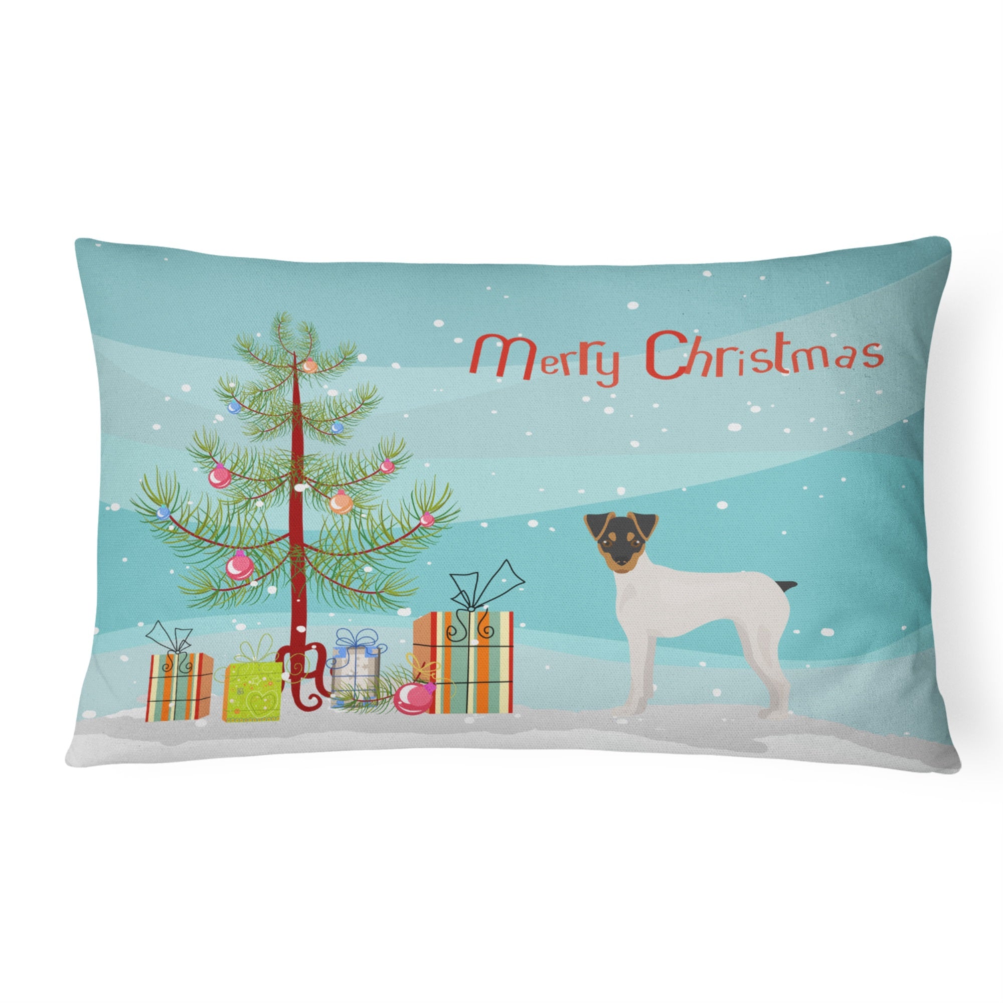 Japanese Terrier Christmas Tree Canvas Fabric Decorative Pillow