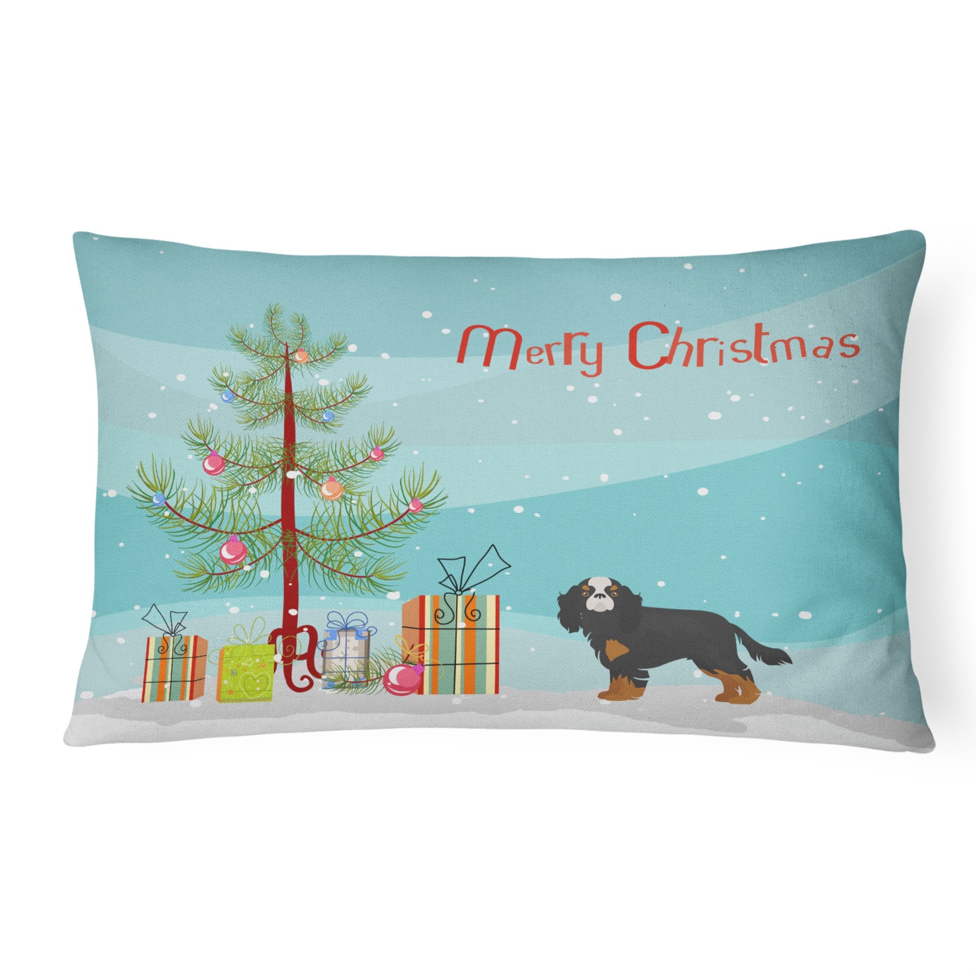 Cavalier King Charles Spaniel Christmas Tree Canvas Fabric Decorative Pillow