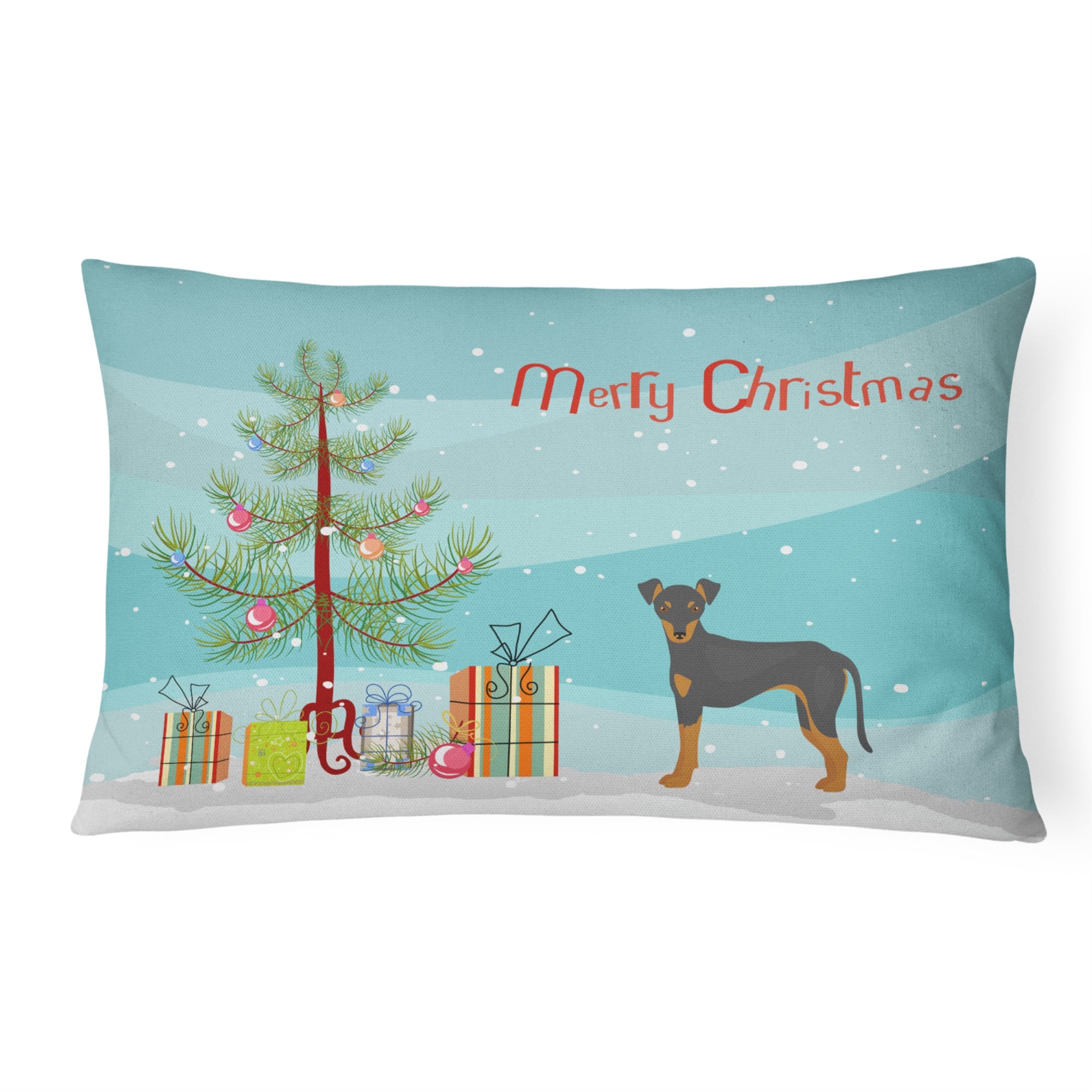 Manchester Terrier Christmas Tree Canvas Fabric Decorative Pillow