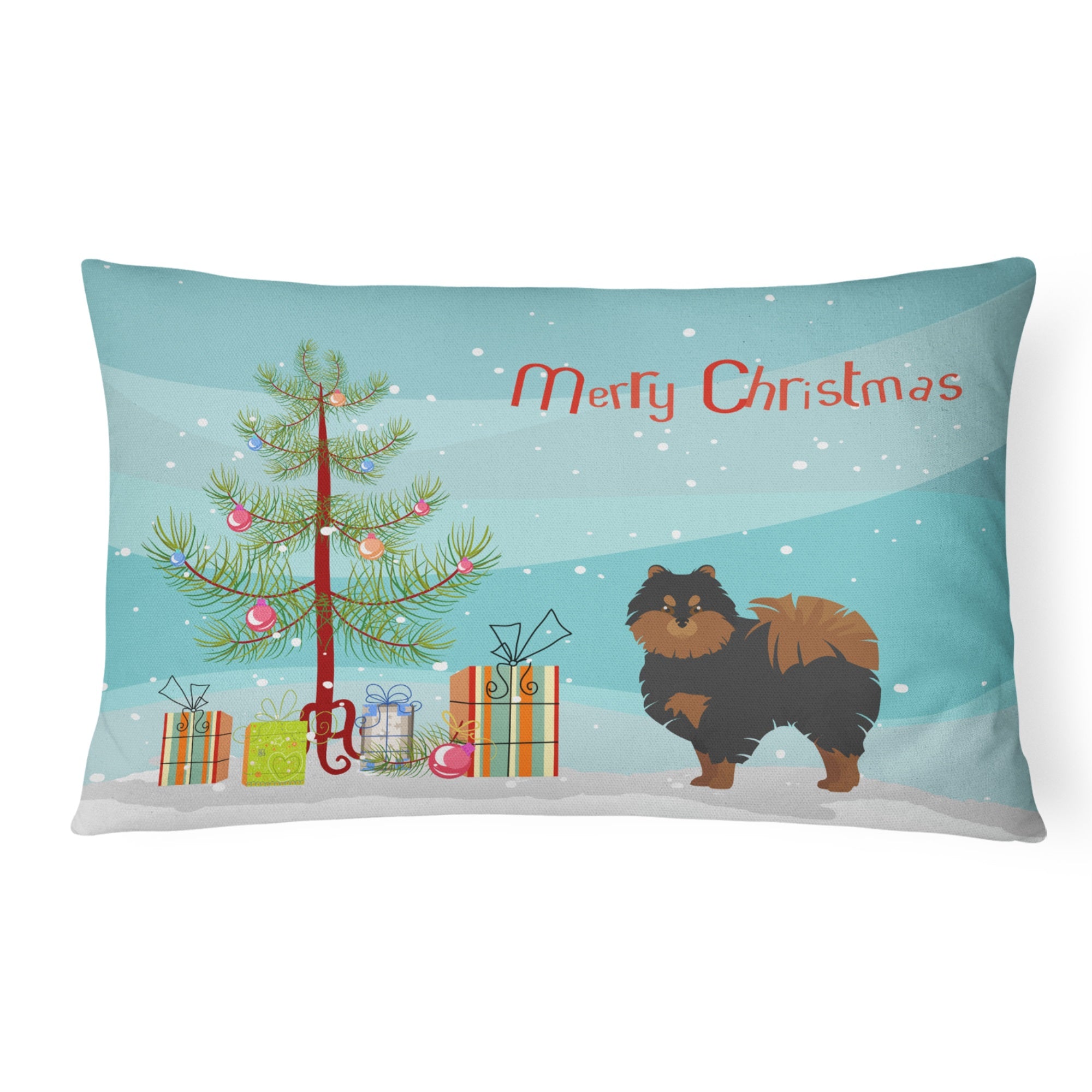 Pomeranian Christmas Tree Canvas Fabric Decorative Pillow
