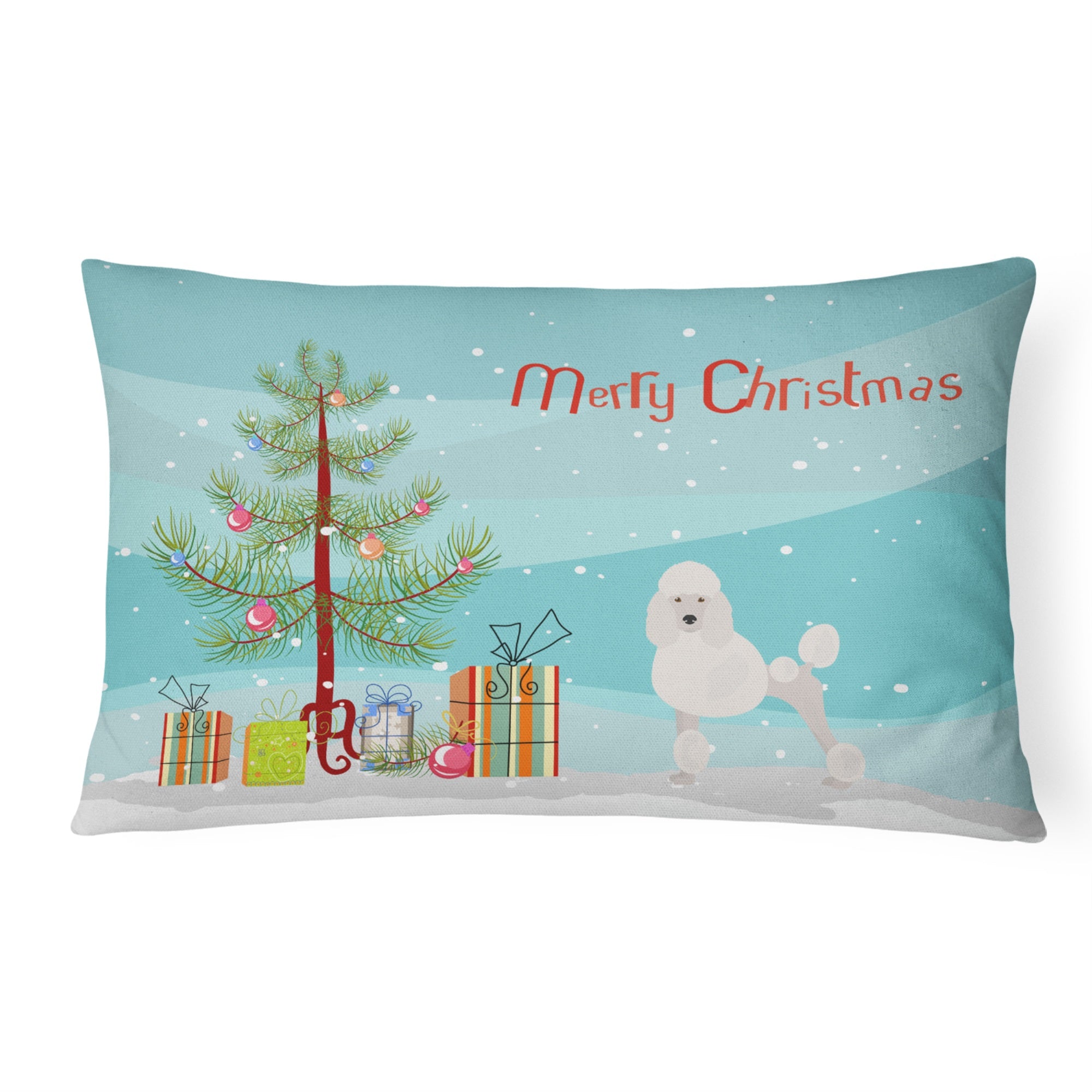 Miniature Poodle Christmas Tree Canvas Fabric Decorative Pillow