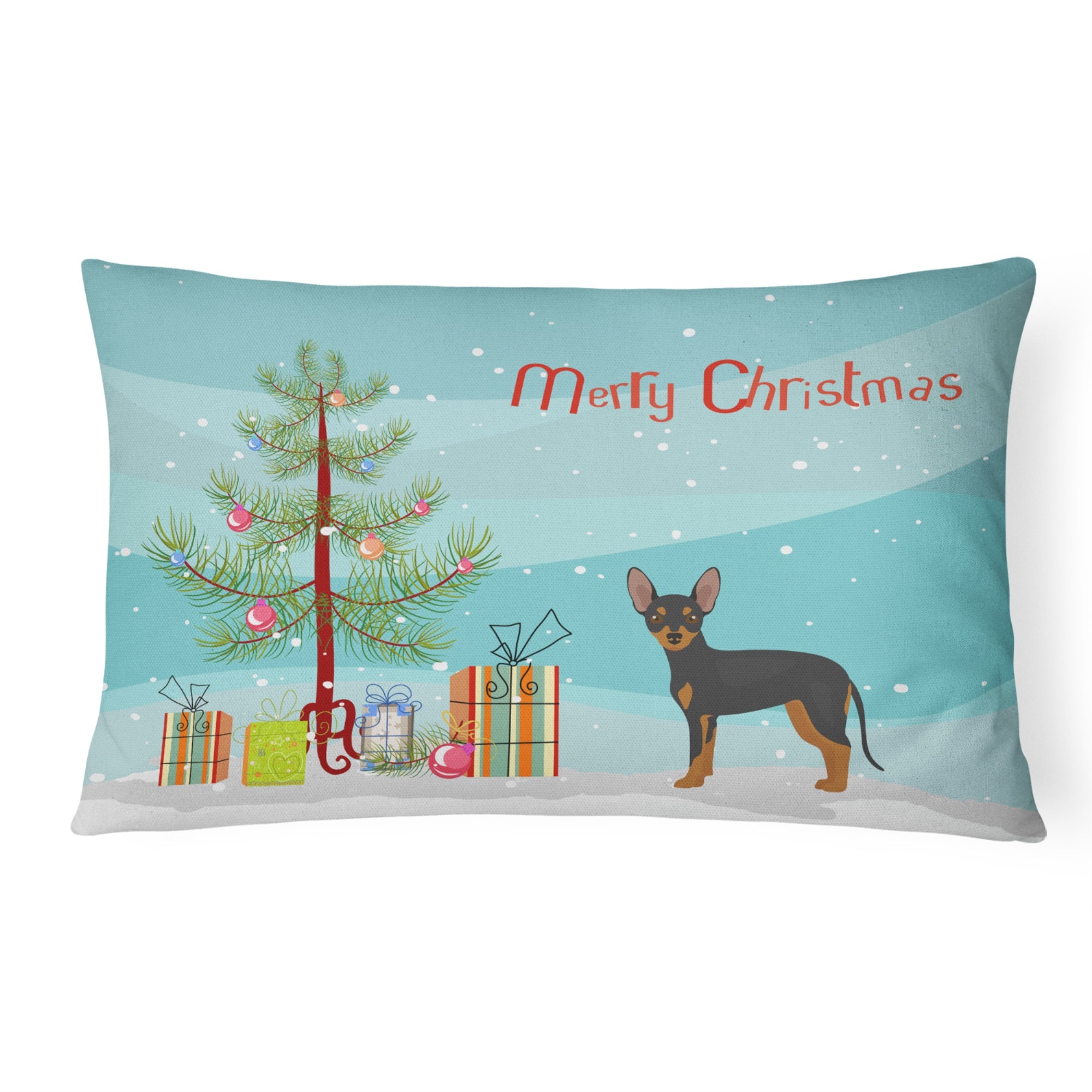 Prague Ratter Christmas Tree Canvas Fabric Decorative Pillow