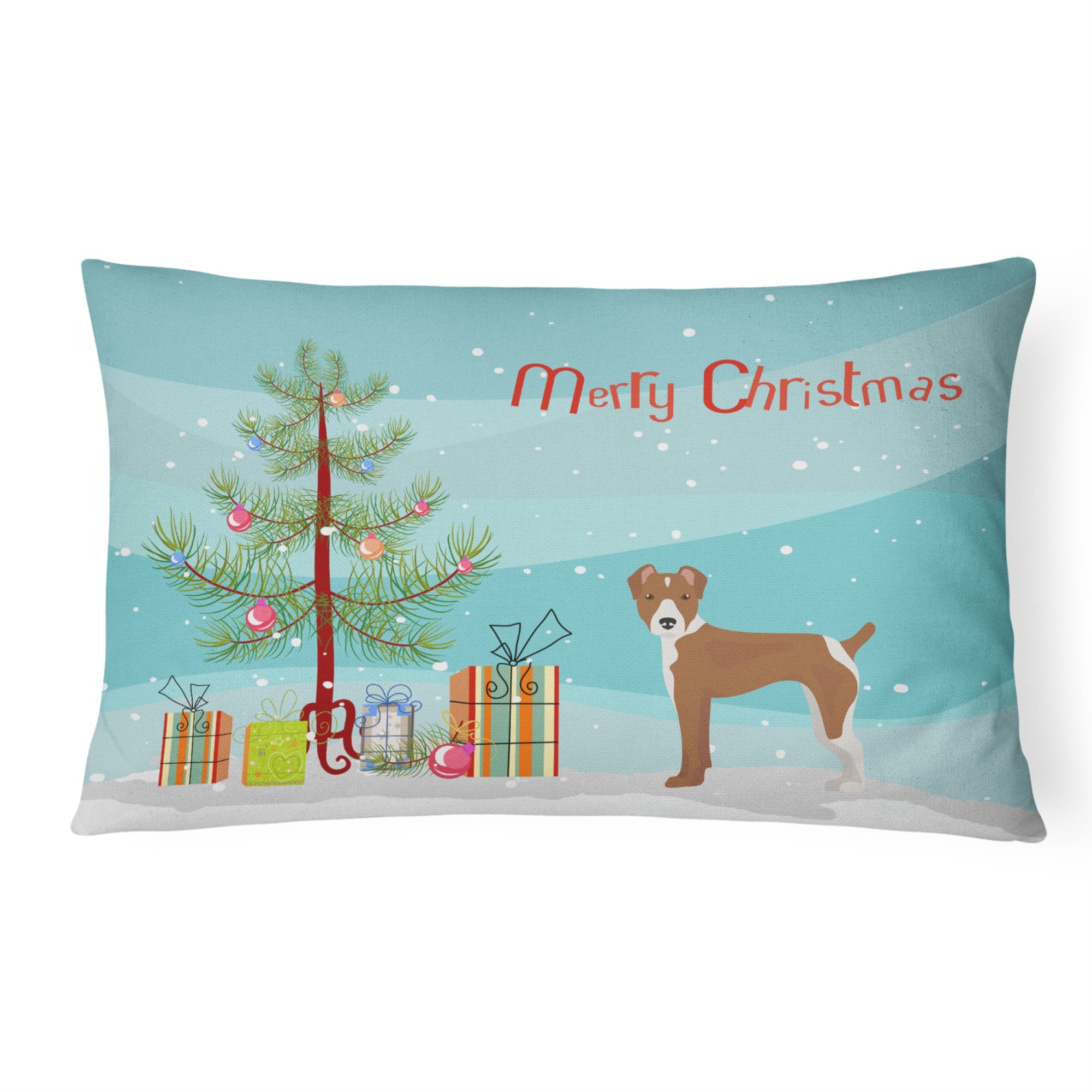 Rat Terrier Christmas Tree Canvas Fabric Decorative Pillow