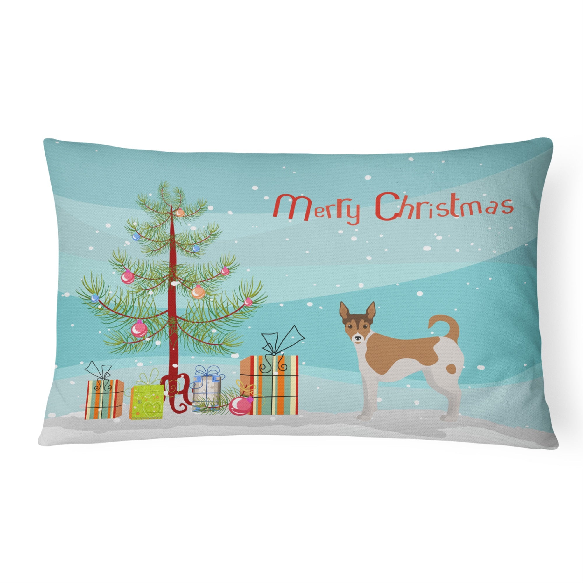 Tenterfield Terrier Christmas Tree Canvas Fabric Decorative Pillow