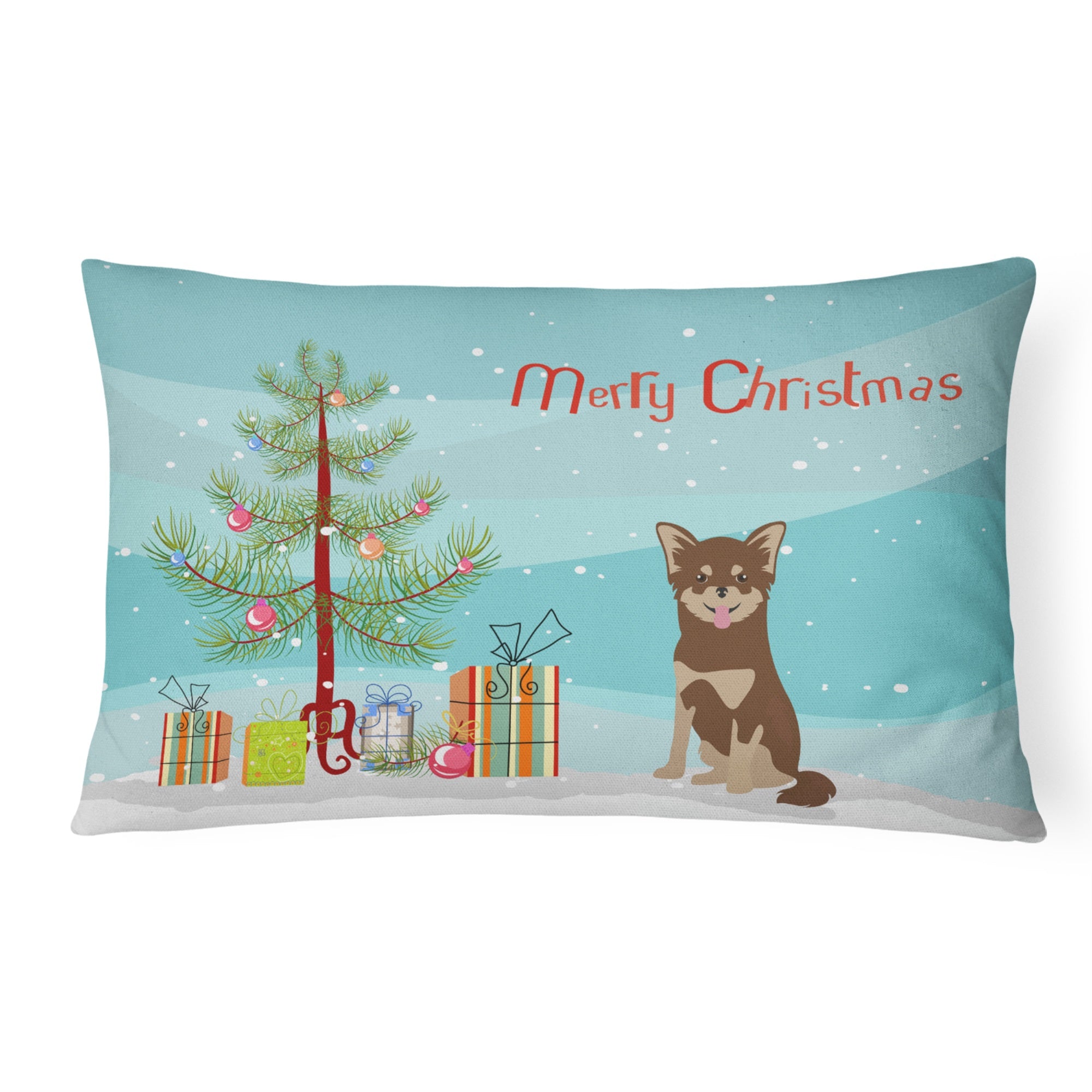 Chihuahua Christmas Tree Canvas Fabric Decorative Pillow