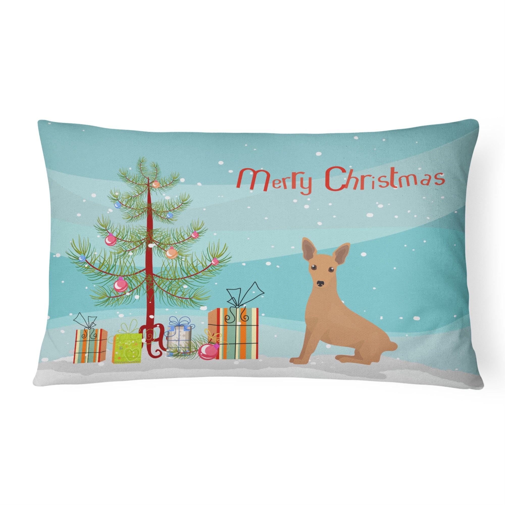 Miniature Pinscher Christmas Tree Canvas Fabric Decorative Pillow