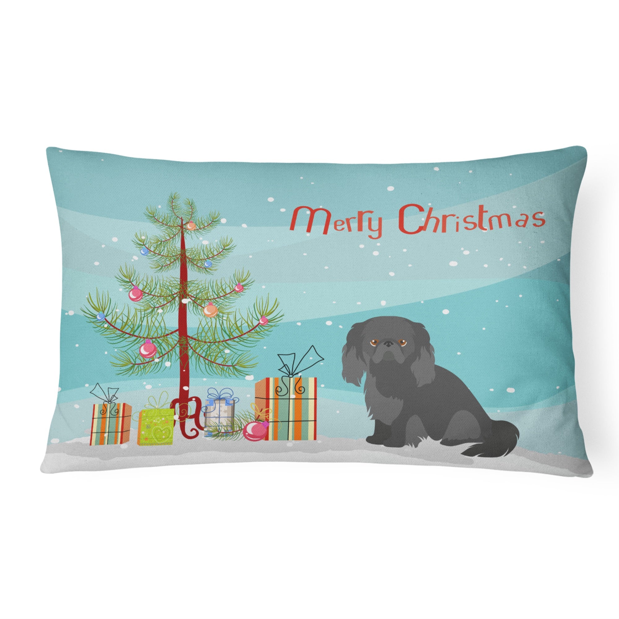 Pekingese Christmas Tree Canvas Fabric Decorative Pillow
