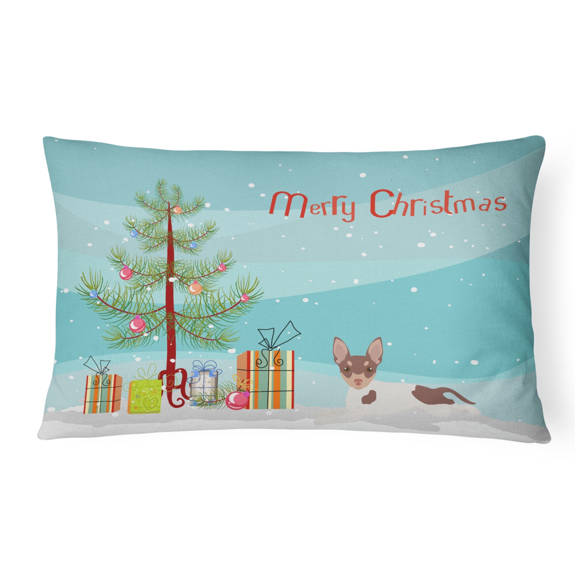 Toy Fox Terrier Christmas Tree Canvas Fabric Decorative Pillow