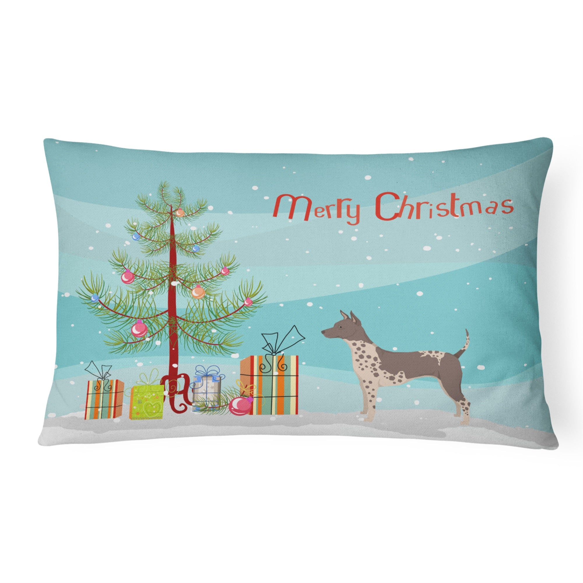 American Hairless Terrier Christmas Tree Canvas Fabric Decorative Pillow
