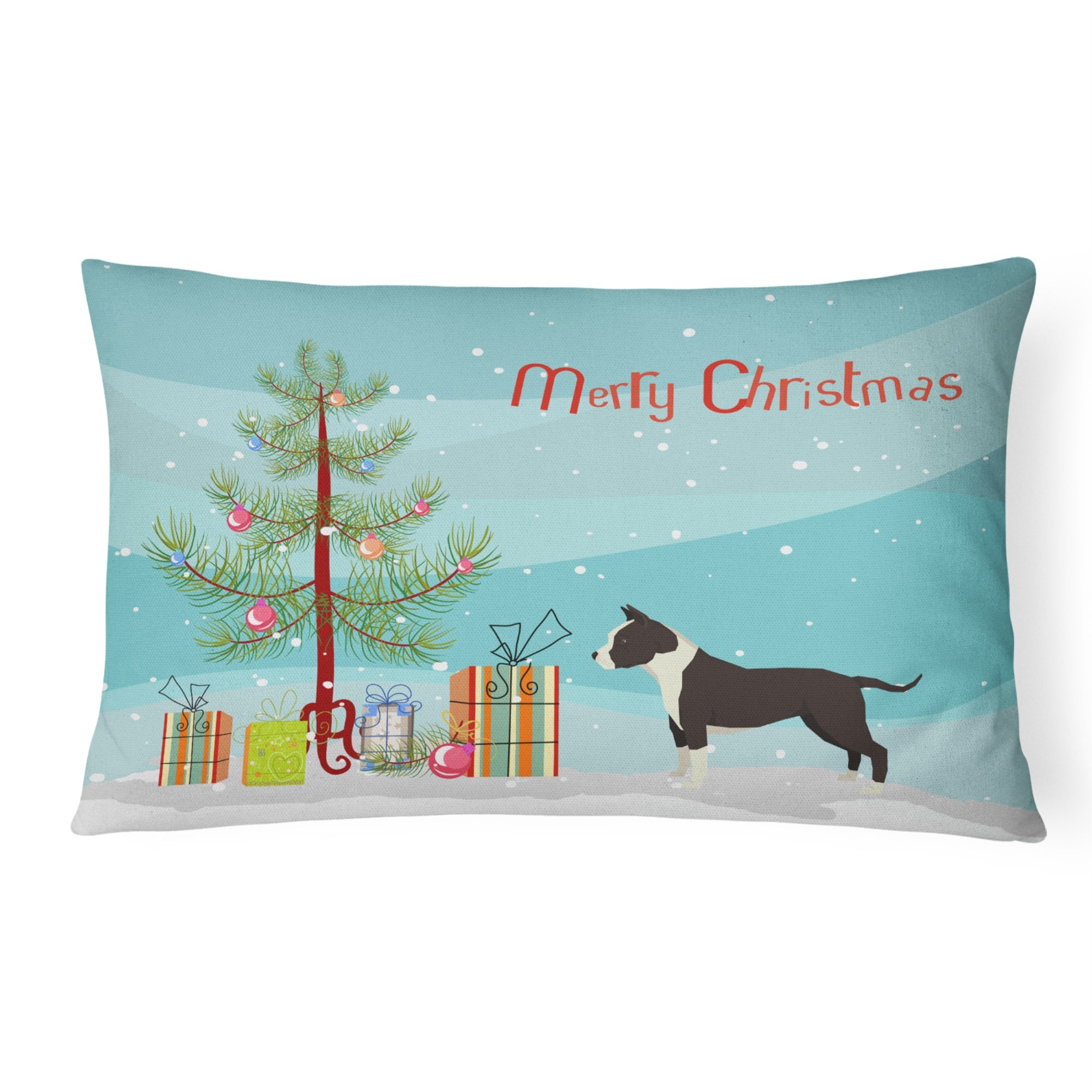 American Staffordshire Terrier Christmas Tree Canvas Fabric Decorative Pillow