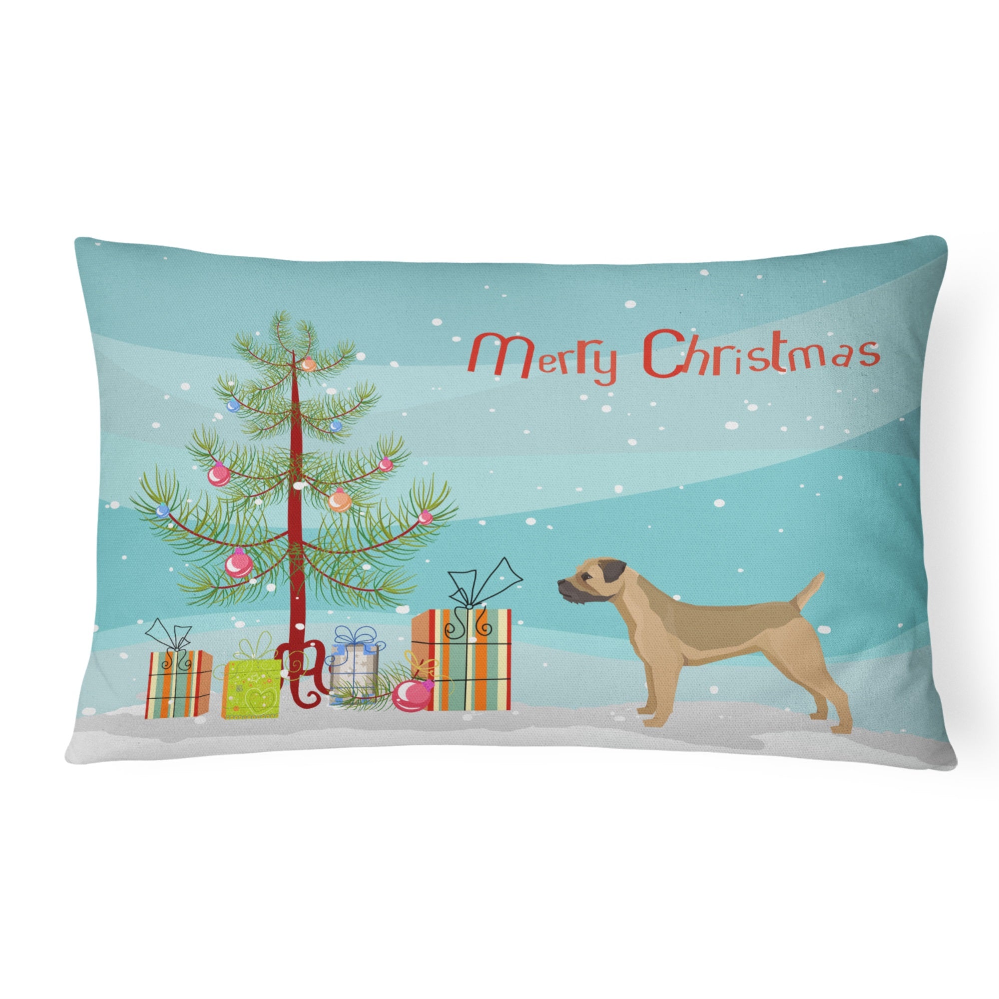 Border Terrier Christmas Tree Canvas Fabric Decorative Pillow