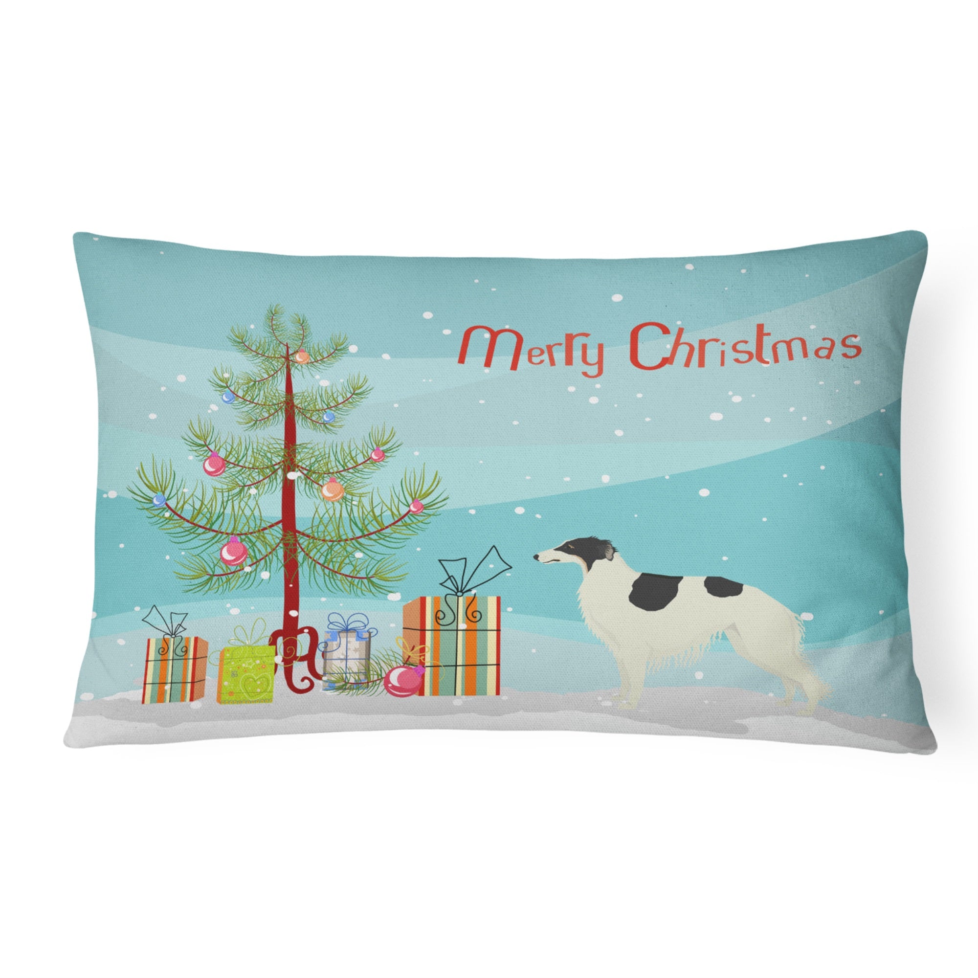 Borzoi Christmas Tree Canvas Fabric Decorative Pillow