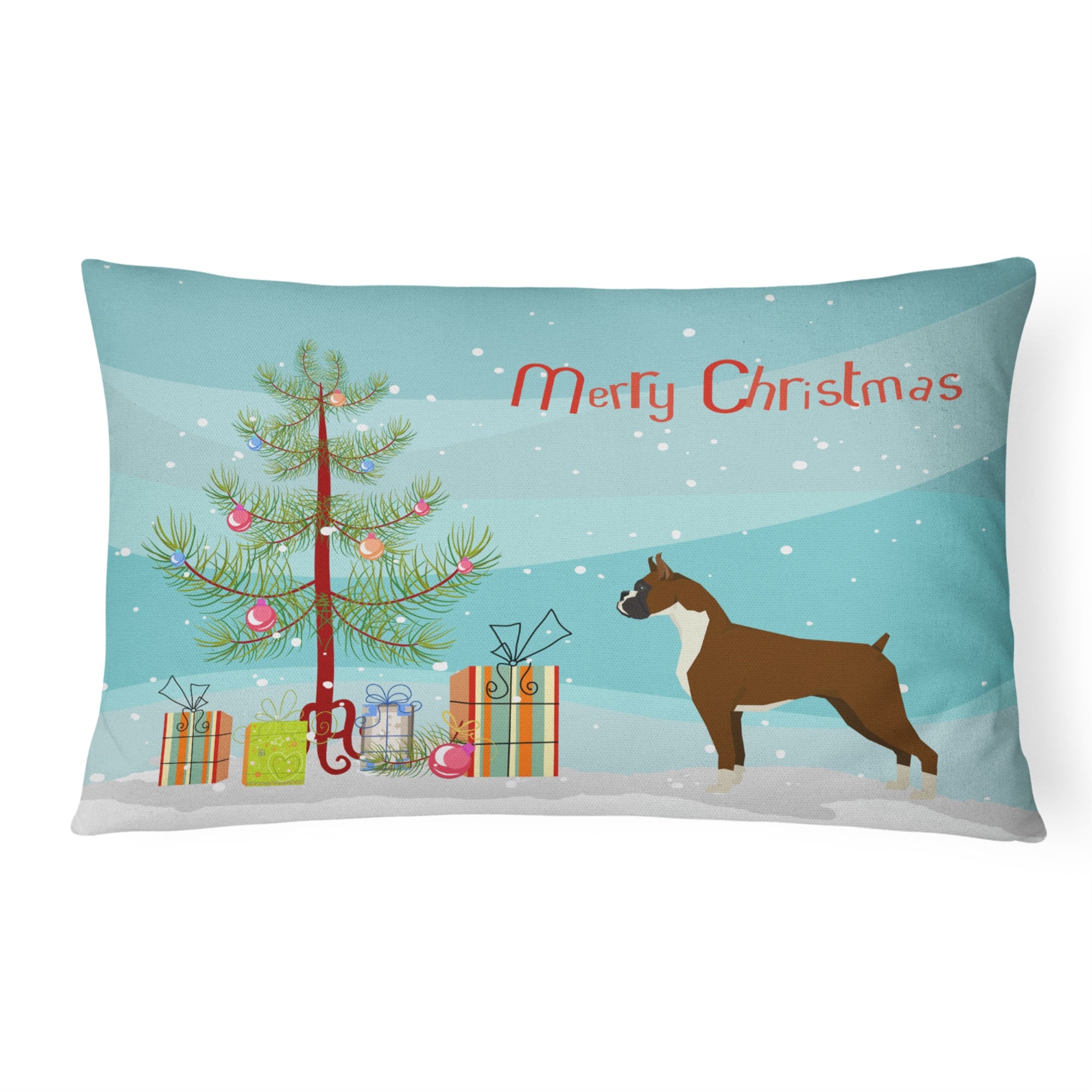 Boxer Christmas Tree Canvas Fabric Decorative Pillow