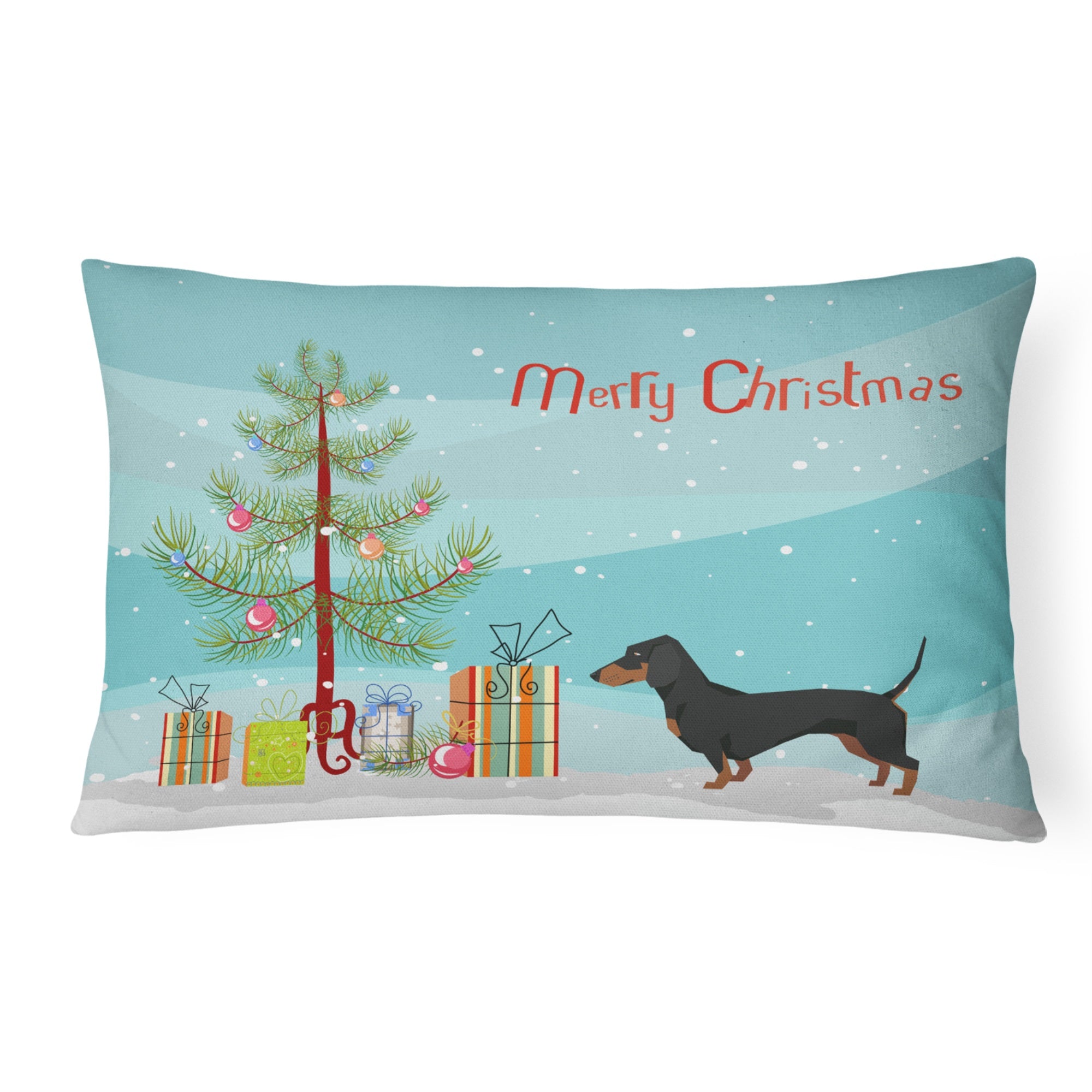 Dachshund Christmas Tree Canvas Fabric Decorative Pillow