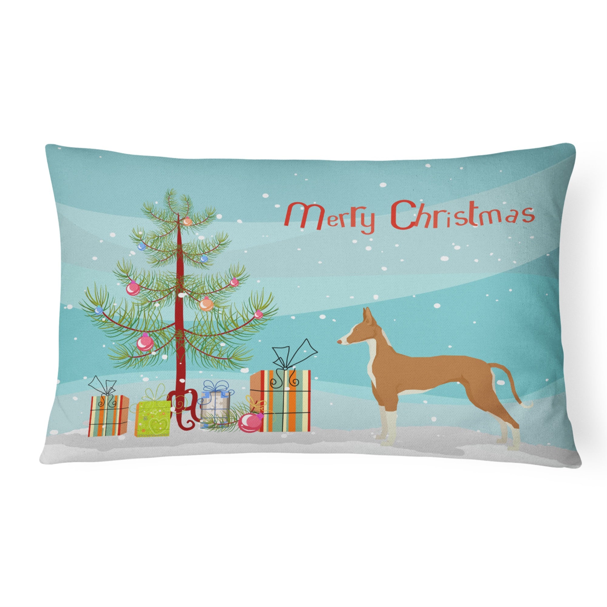 Ibizan Hound Christmas Tree Canvas Fabric Decorative Pillow